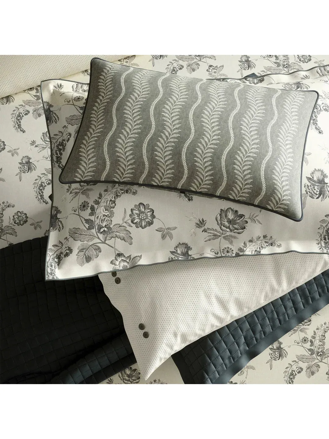 Bedding Set with Pillowcase - Charcoal, Cotton