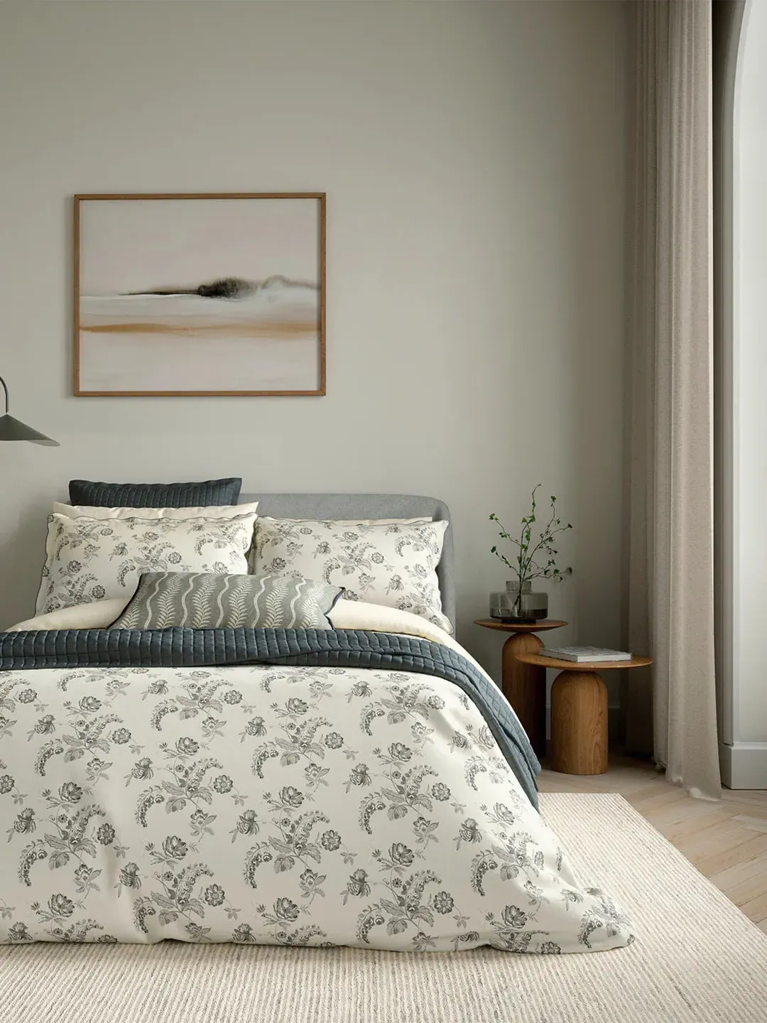 Bedding Set with Pillowcase - Charcoal, Cotton image