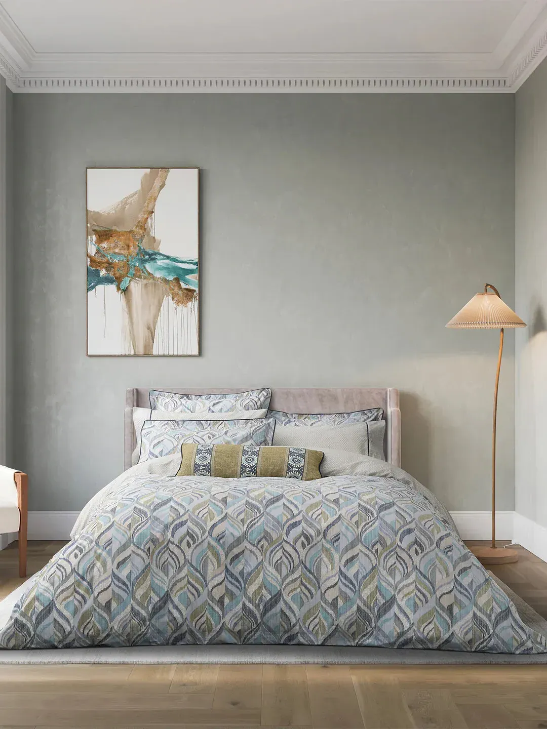 Duvet Cover Set with Pillowcase - Teal, Cotton