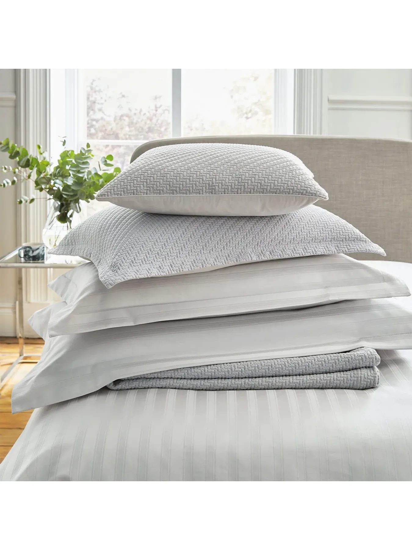 Queen Duvet Cover - Silver, Cotton Sateen