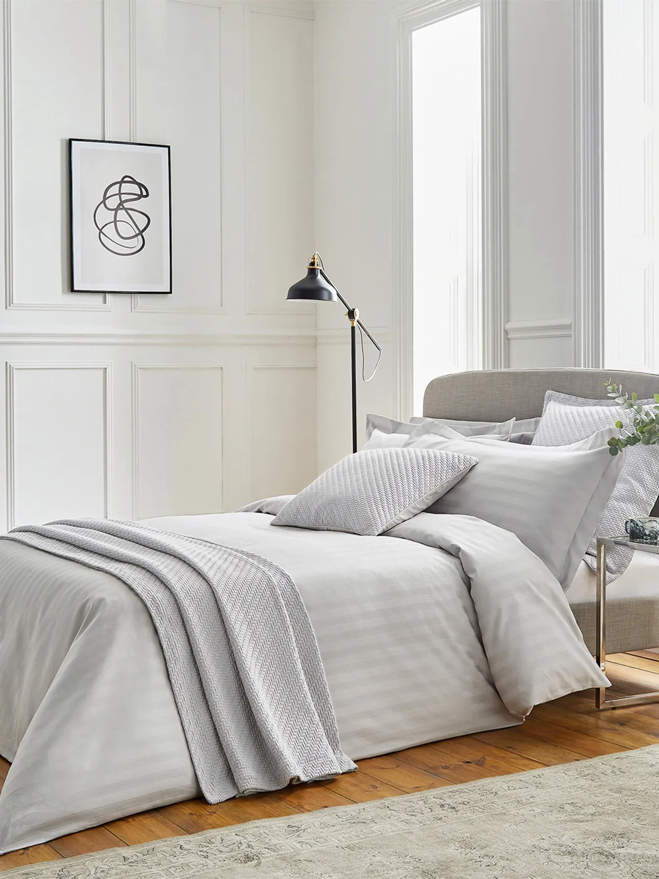 Queen Duvet Cover - Silver, Cotton Sateen