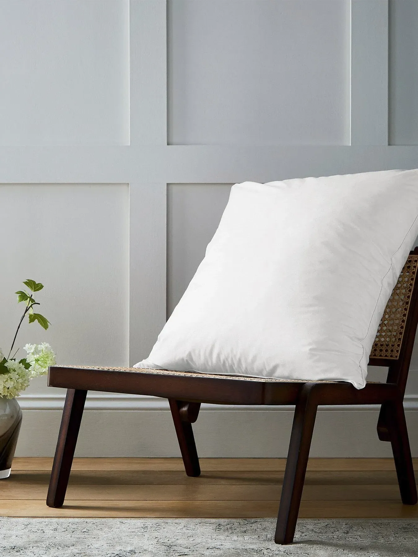 Square Feather Pillow - White, Cotton image