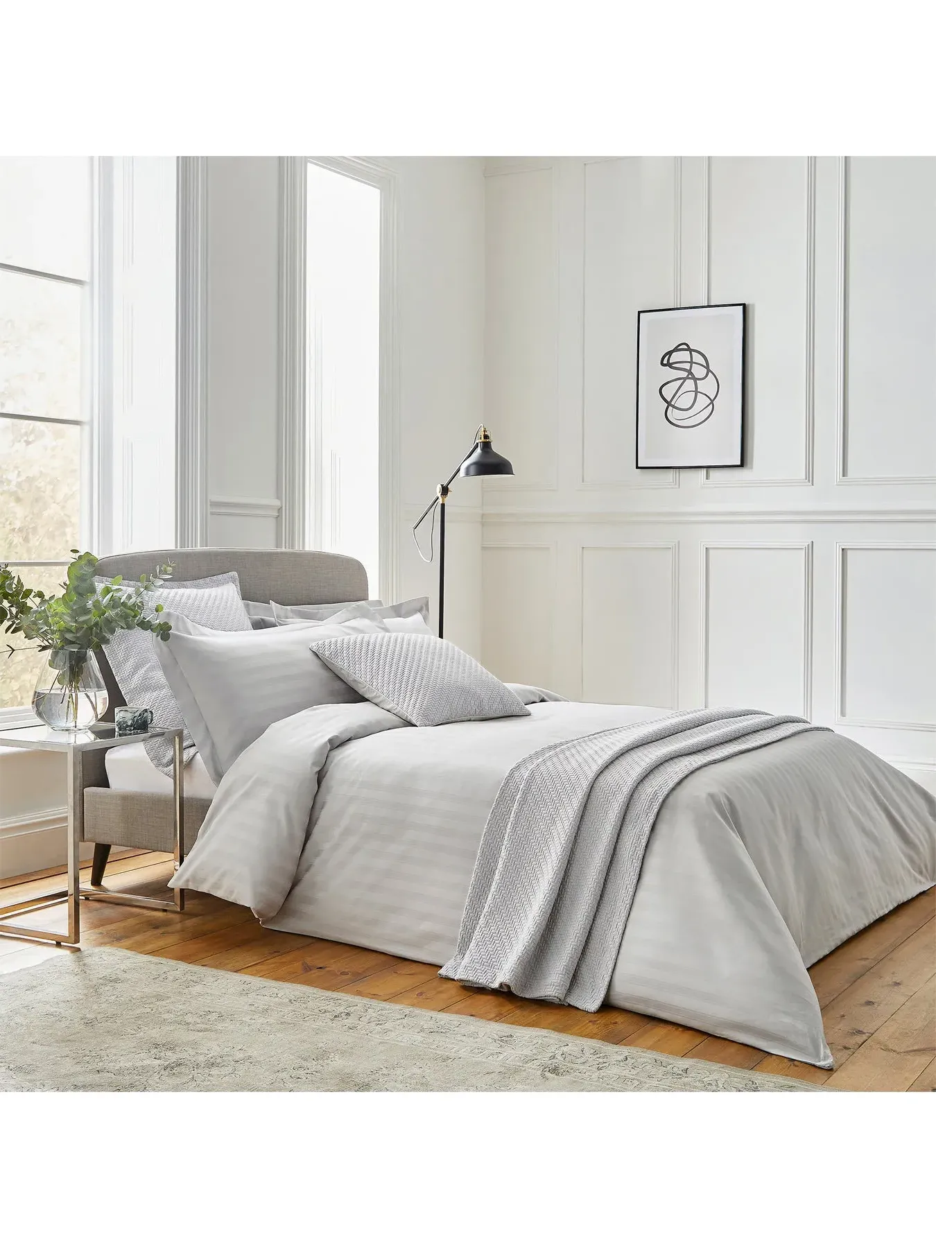Super King Duvet Cover - Silver, Cotton Sateen