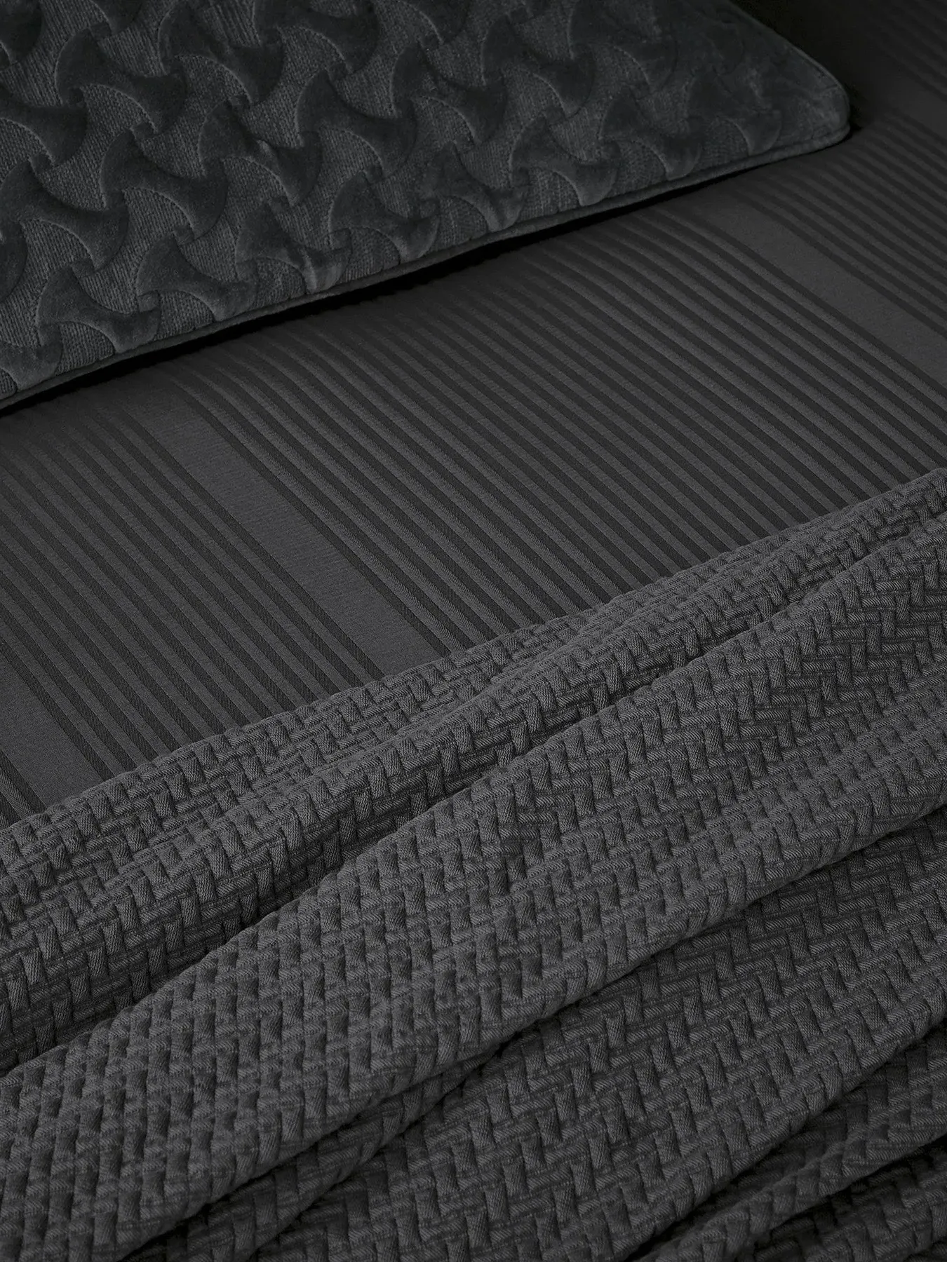 Super King Duvet Cover with Herringbone - Charcoal