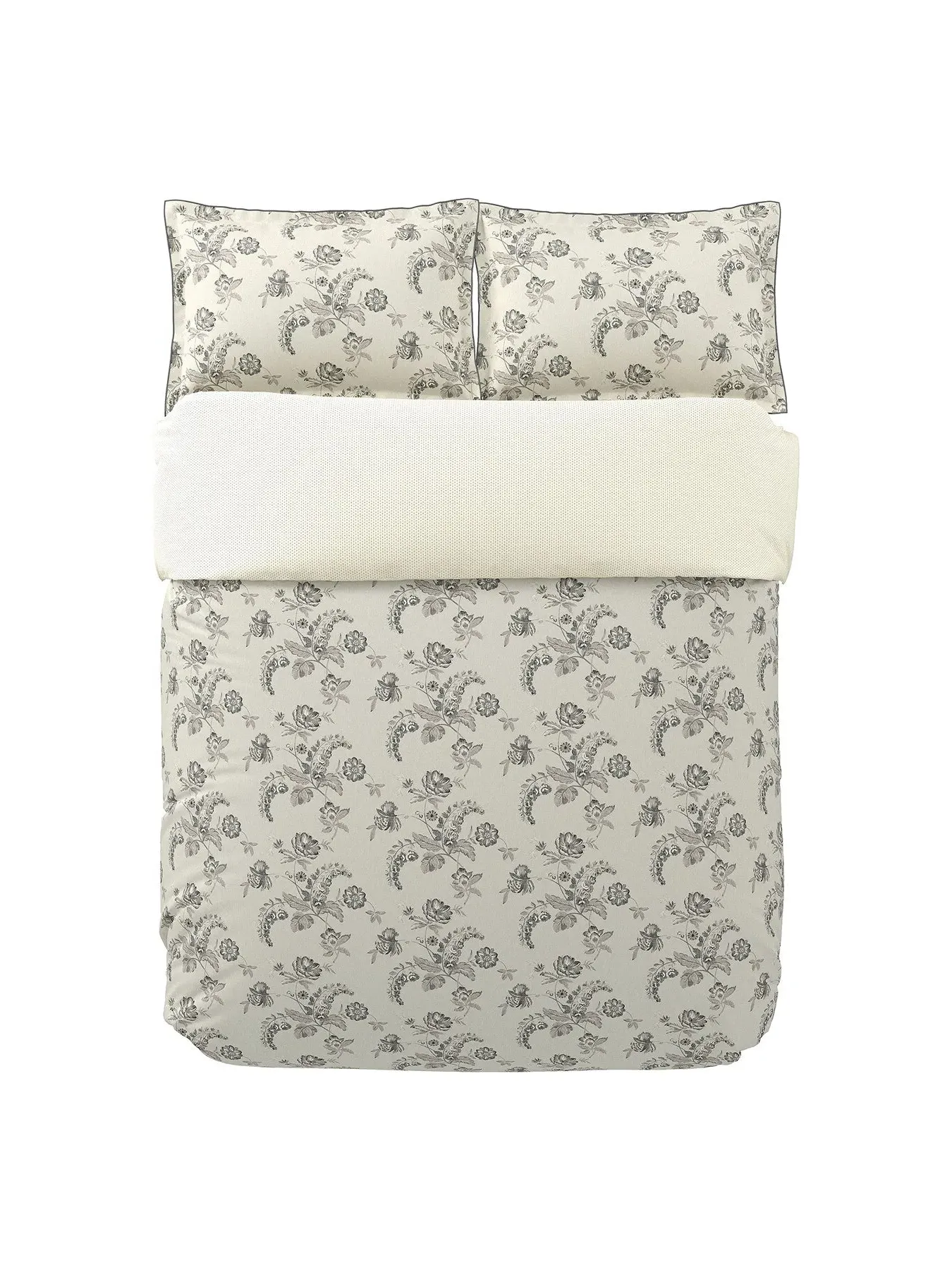 King Duvet Cover Set Floral - Charcoal, Cotton