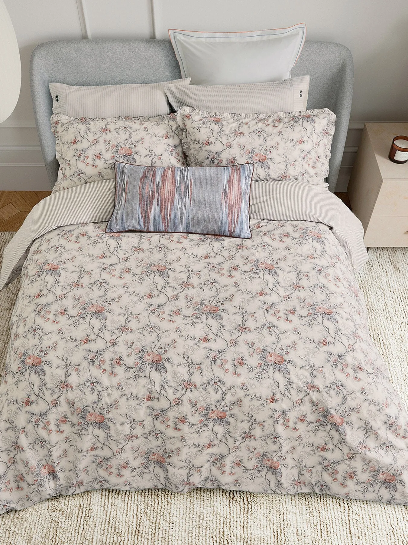 King Duvet Cover Set Floral - Pink, Cotton