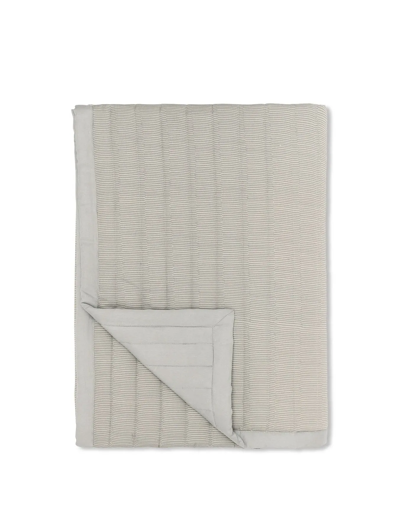 Quilted Throw with Geometric Print - Grey, Linen image