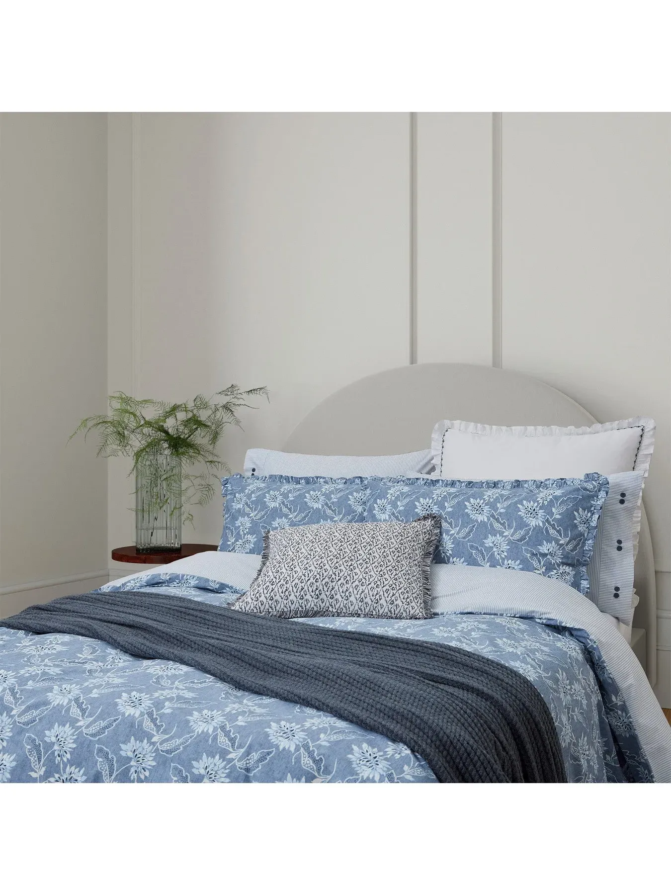 Single Duvet Cover Set - Chambray Blue, Cotton