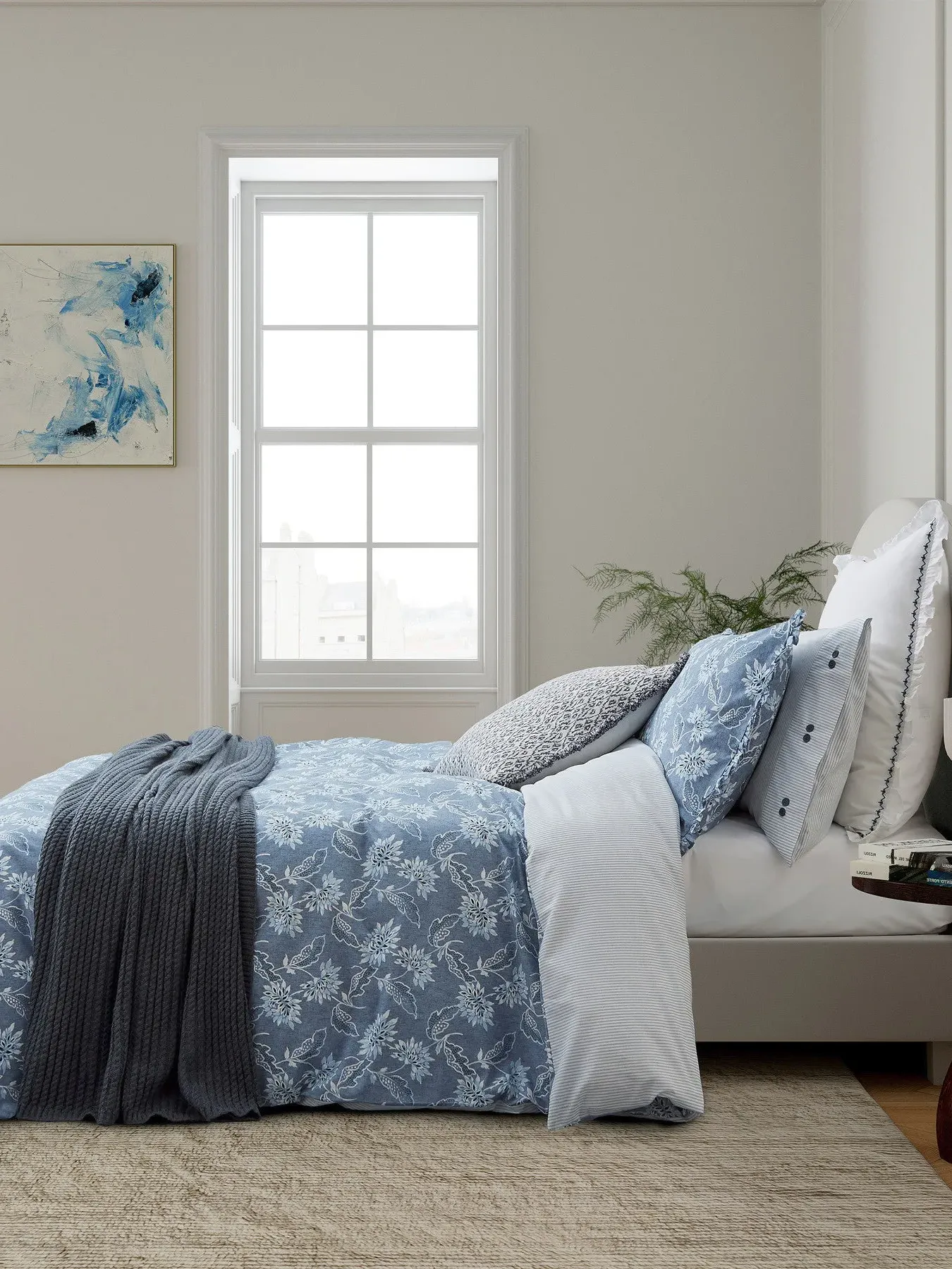 Single Duvet Cover Set - Chambray Blue, Cotton image