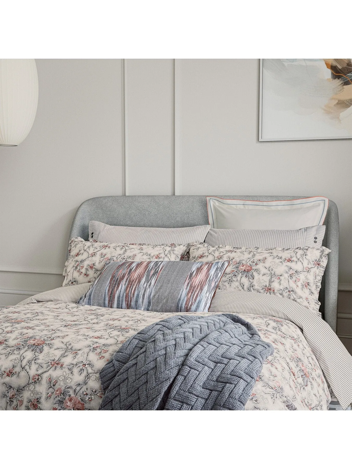 Single Duvet Cover Set Floral - Pink, Cotton