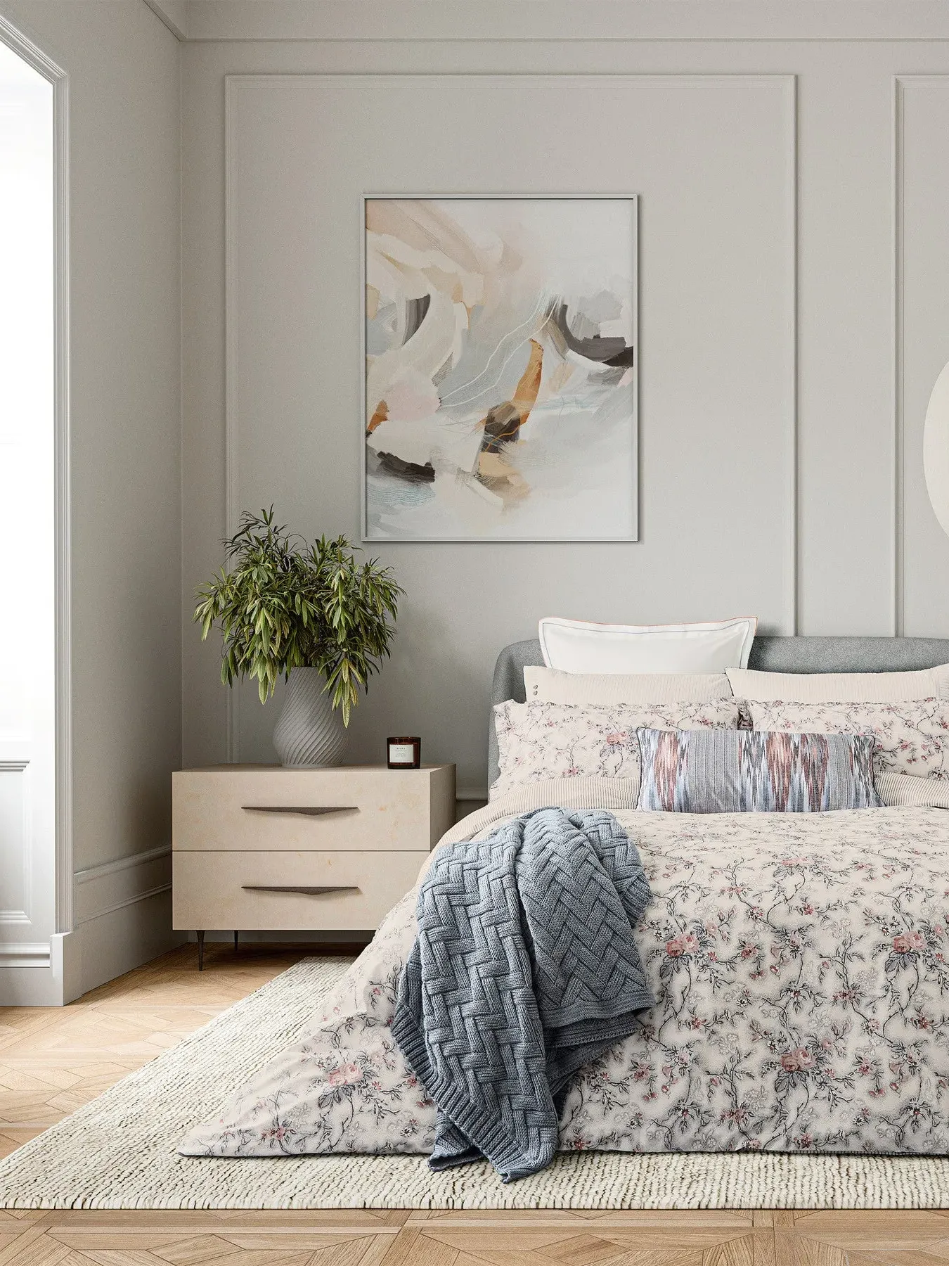 Single Duvet Cover Set Floral - Pink, Cotton image