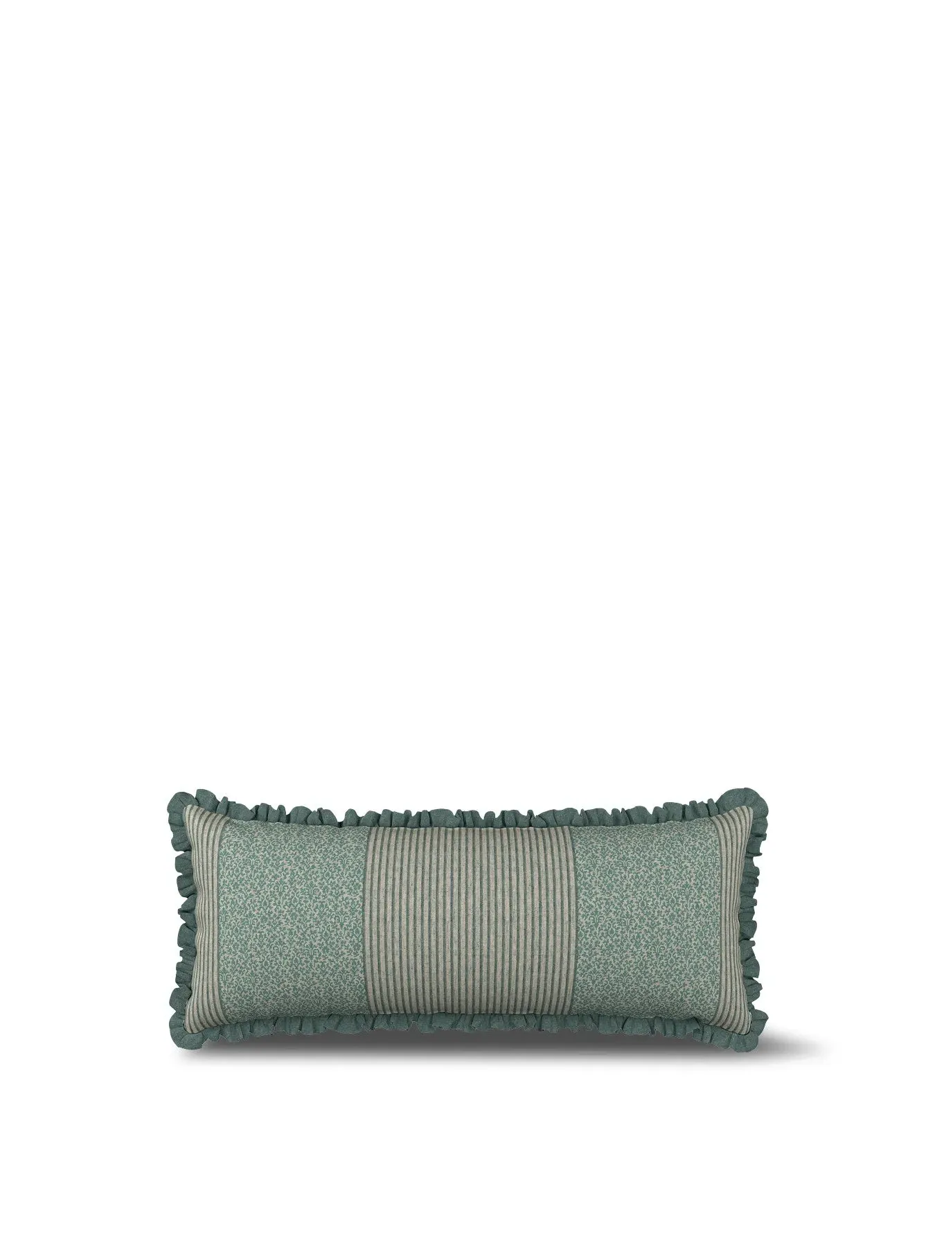 Square Cushion with Floral Design - Celadon, Cotton image