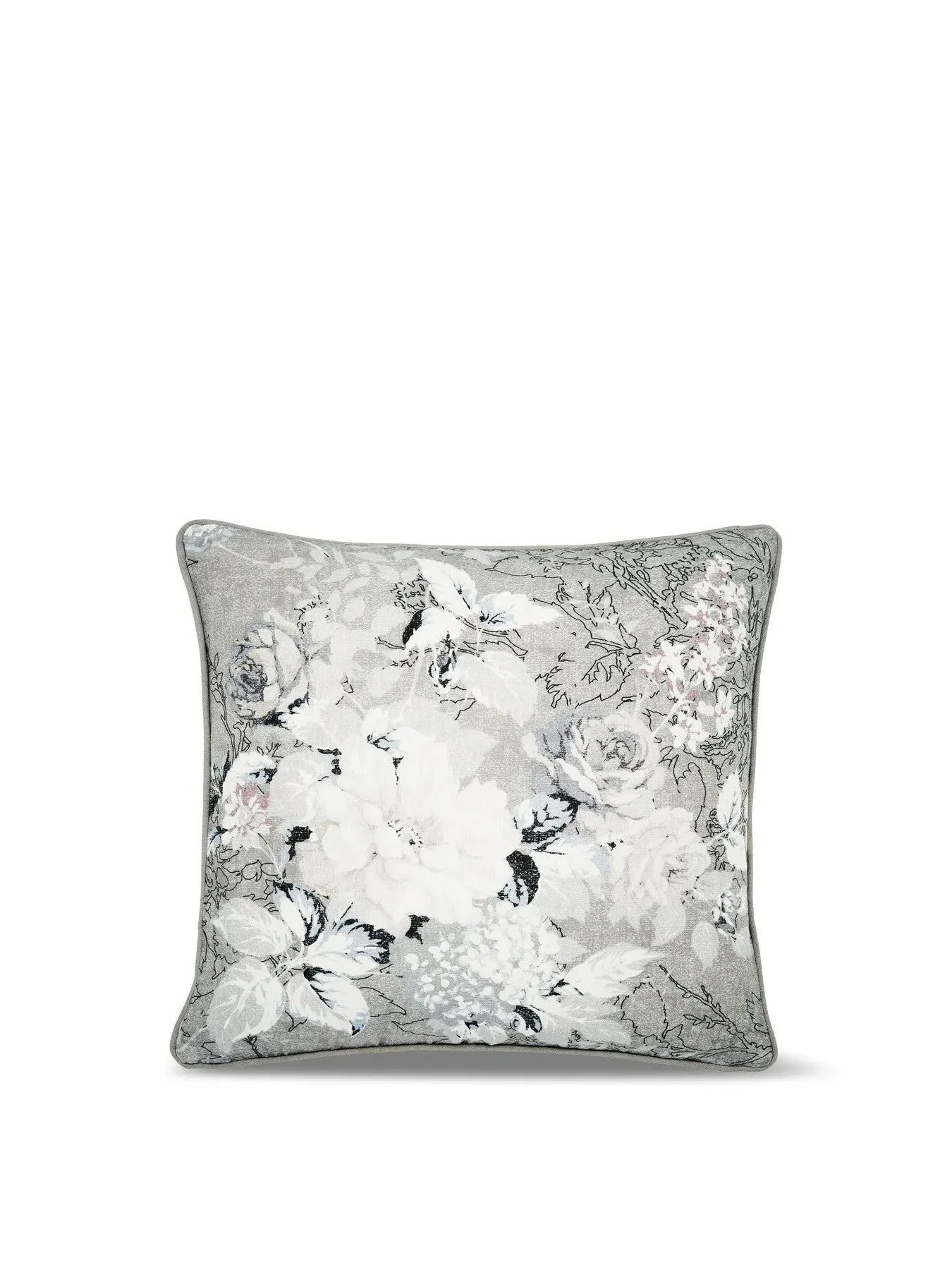 Square Cushion with Paisley Pattern - White, Cotton image