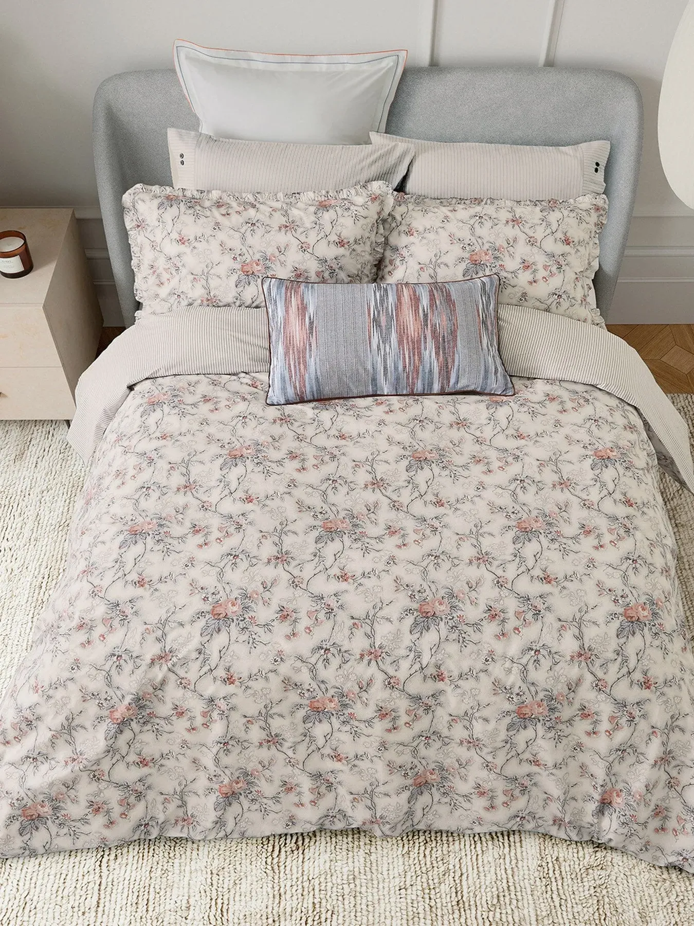 Super King Duvet Cover Set Floral - Pink, Cotton