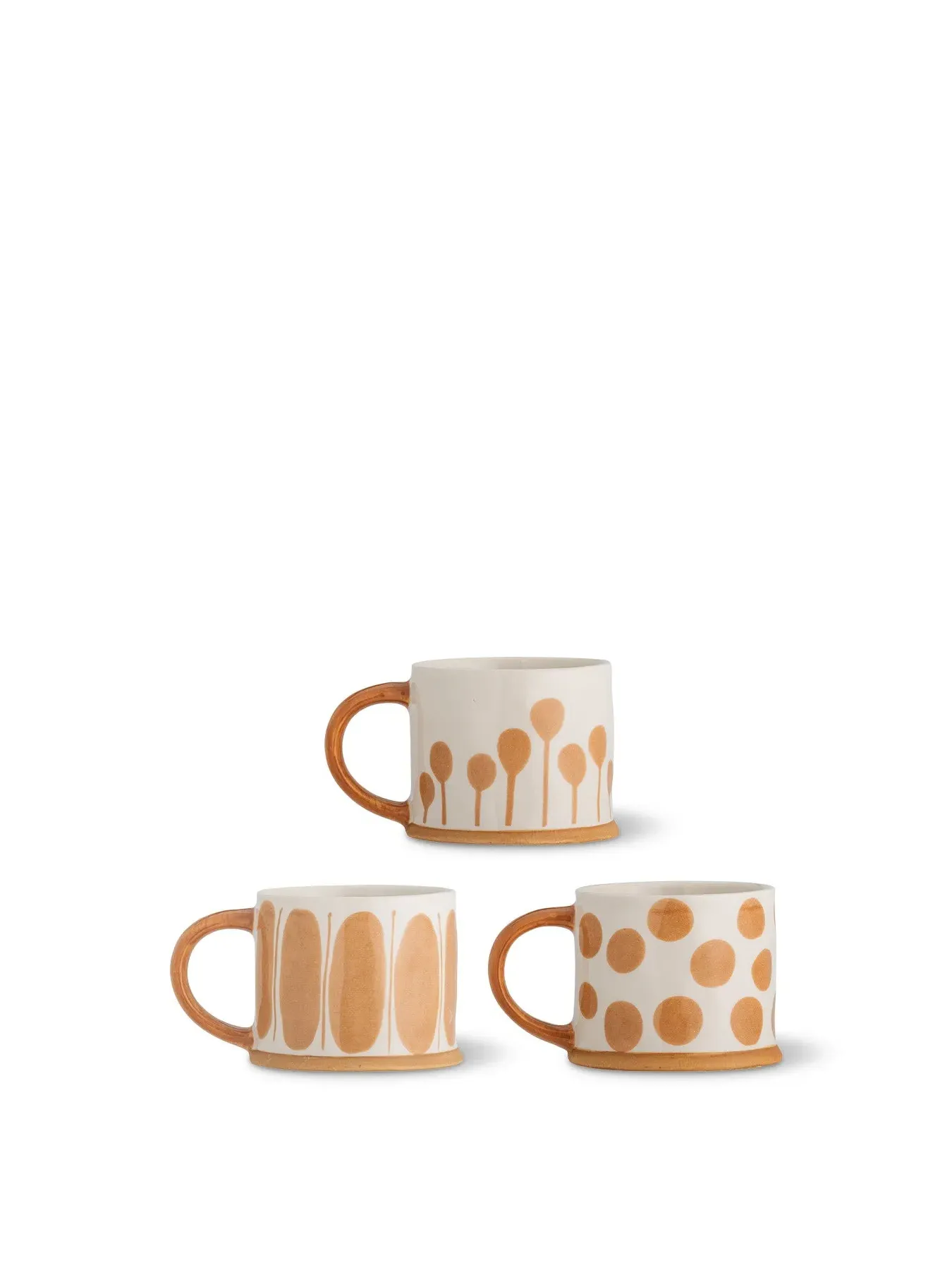 3-Piece Mug Set with Motifs - Brown, Stoneware image