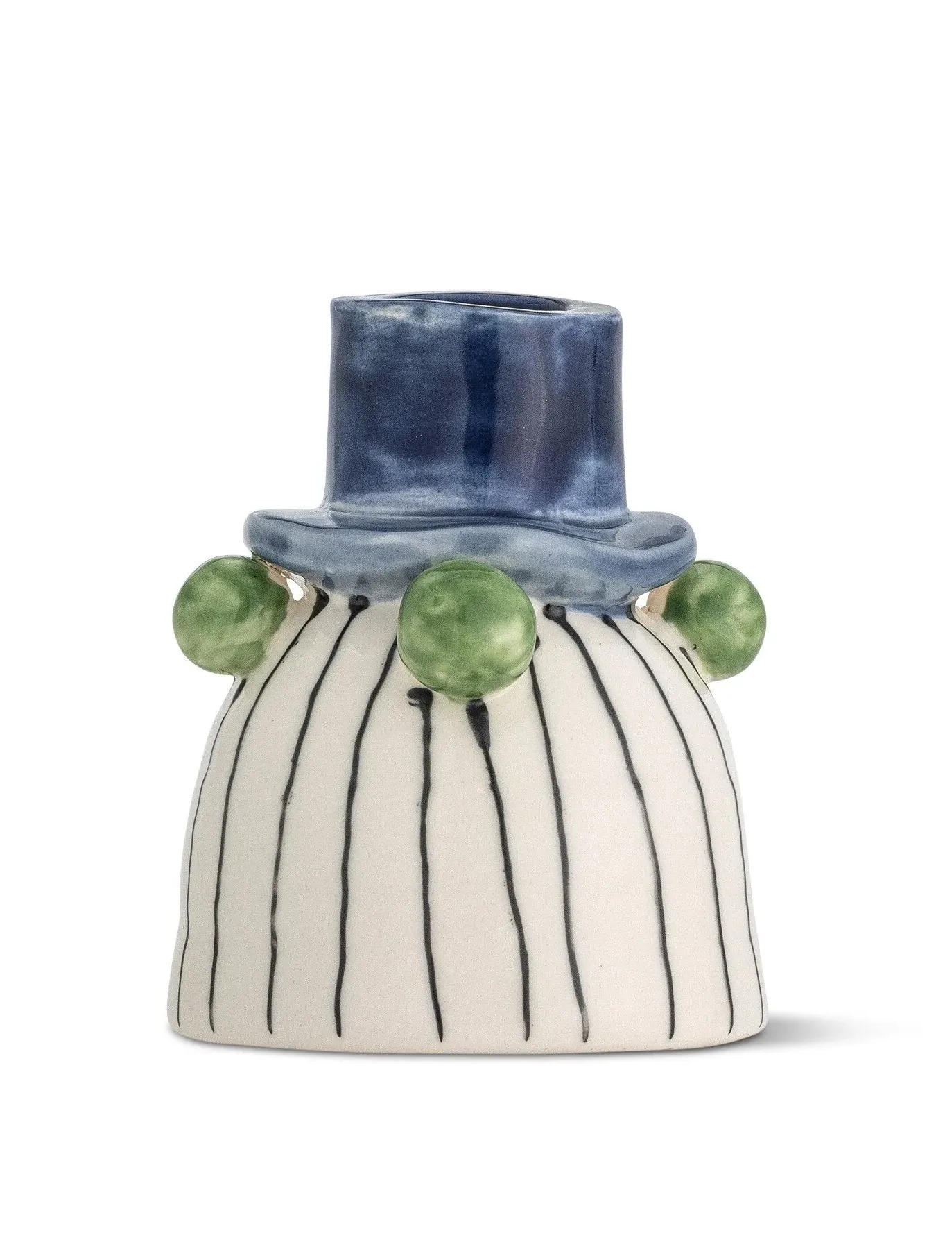 Candle Holder Hand-Painted - Blue, Stoneware image