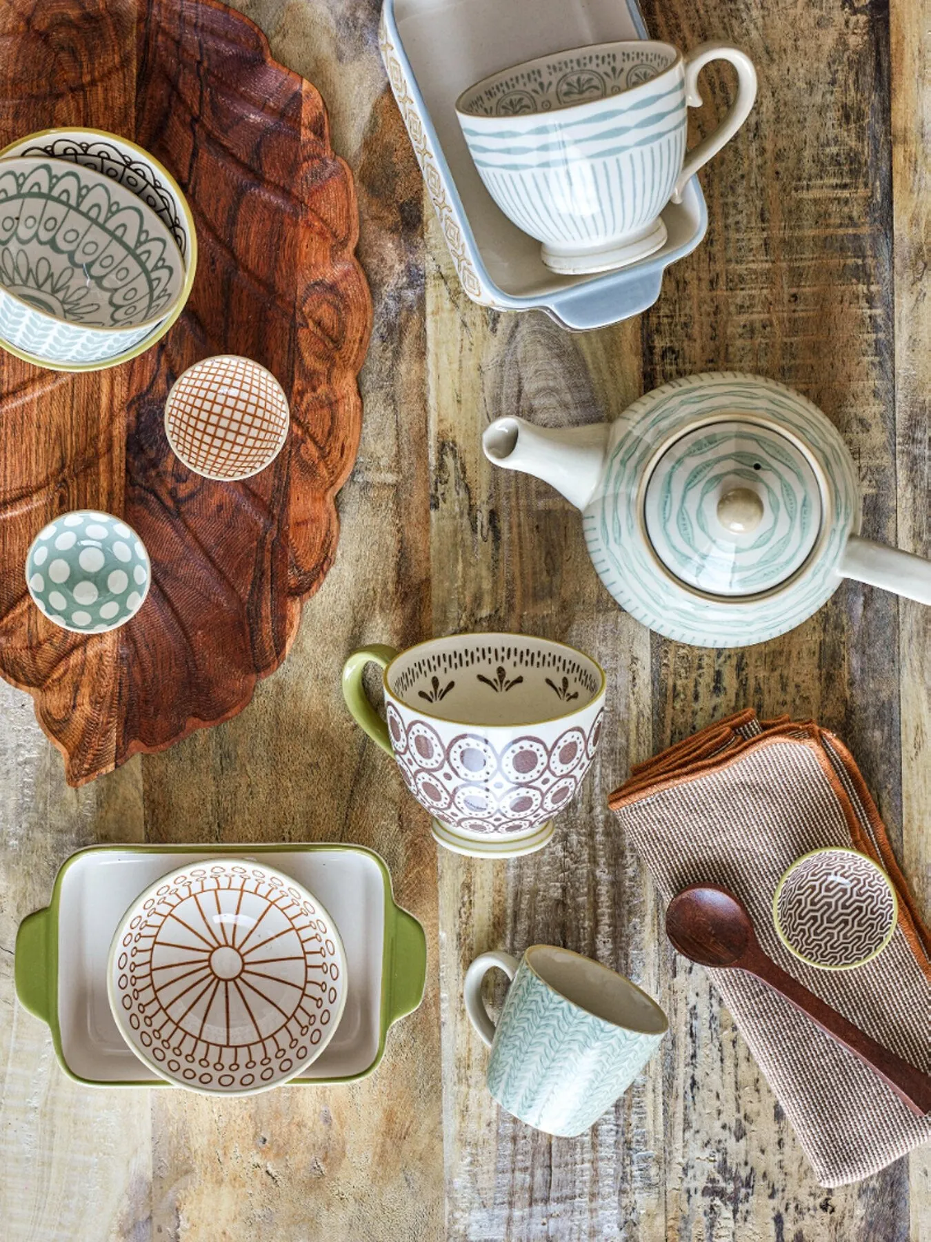 Decorative Bowl with Pattern - Green, Ceramic