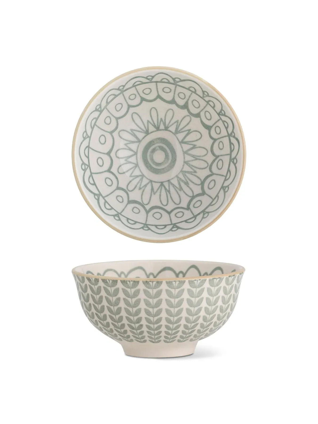Decorative Bowl with Pattern - Green, Ceramic image
