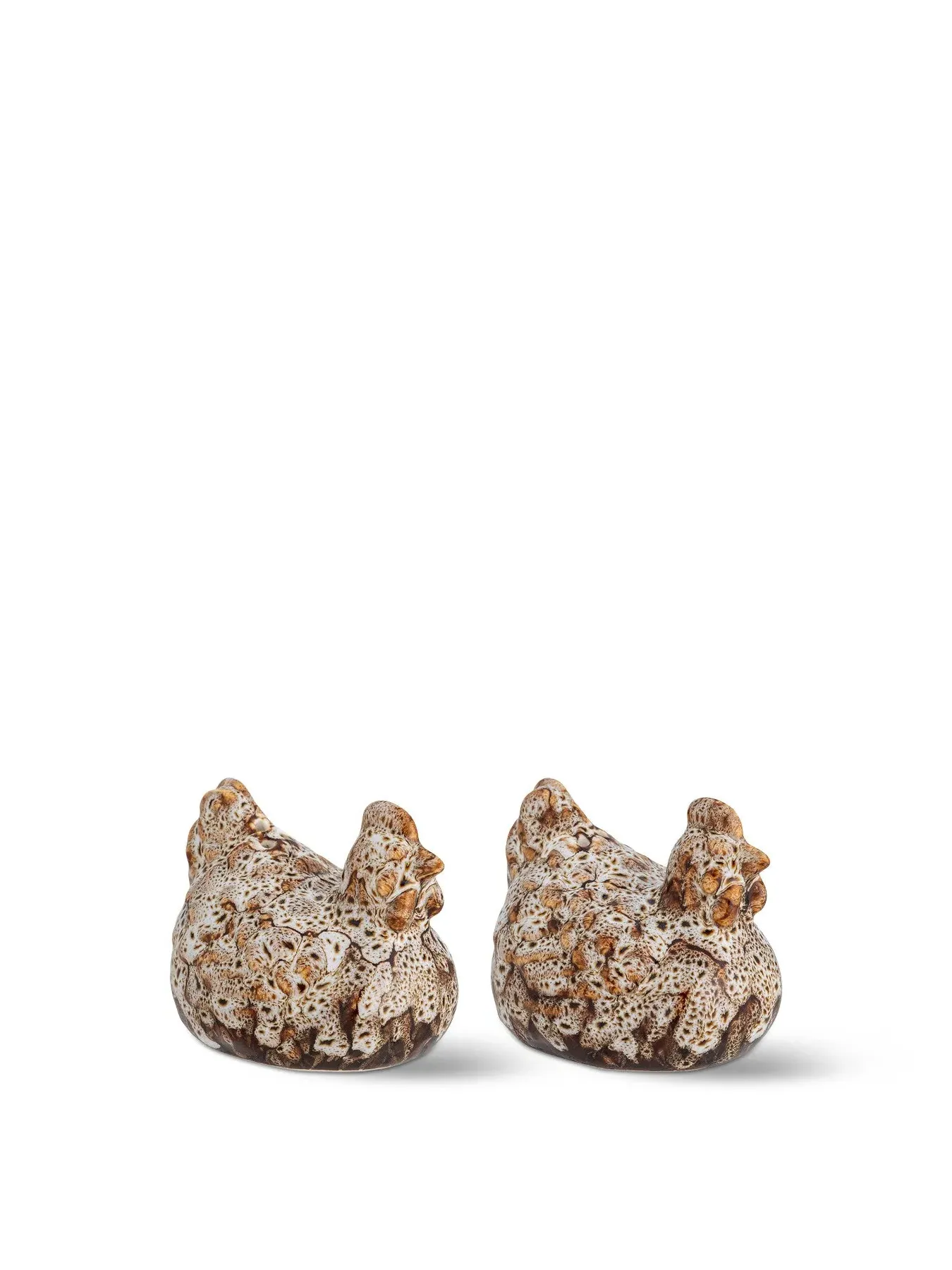 Hen-Shaped Salt & Pepper Shakers - Brown, Stoneware image
