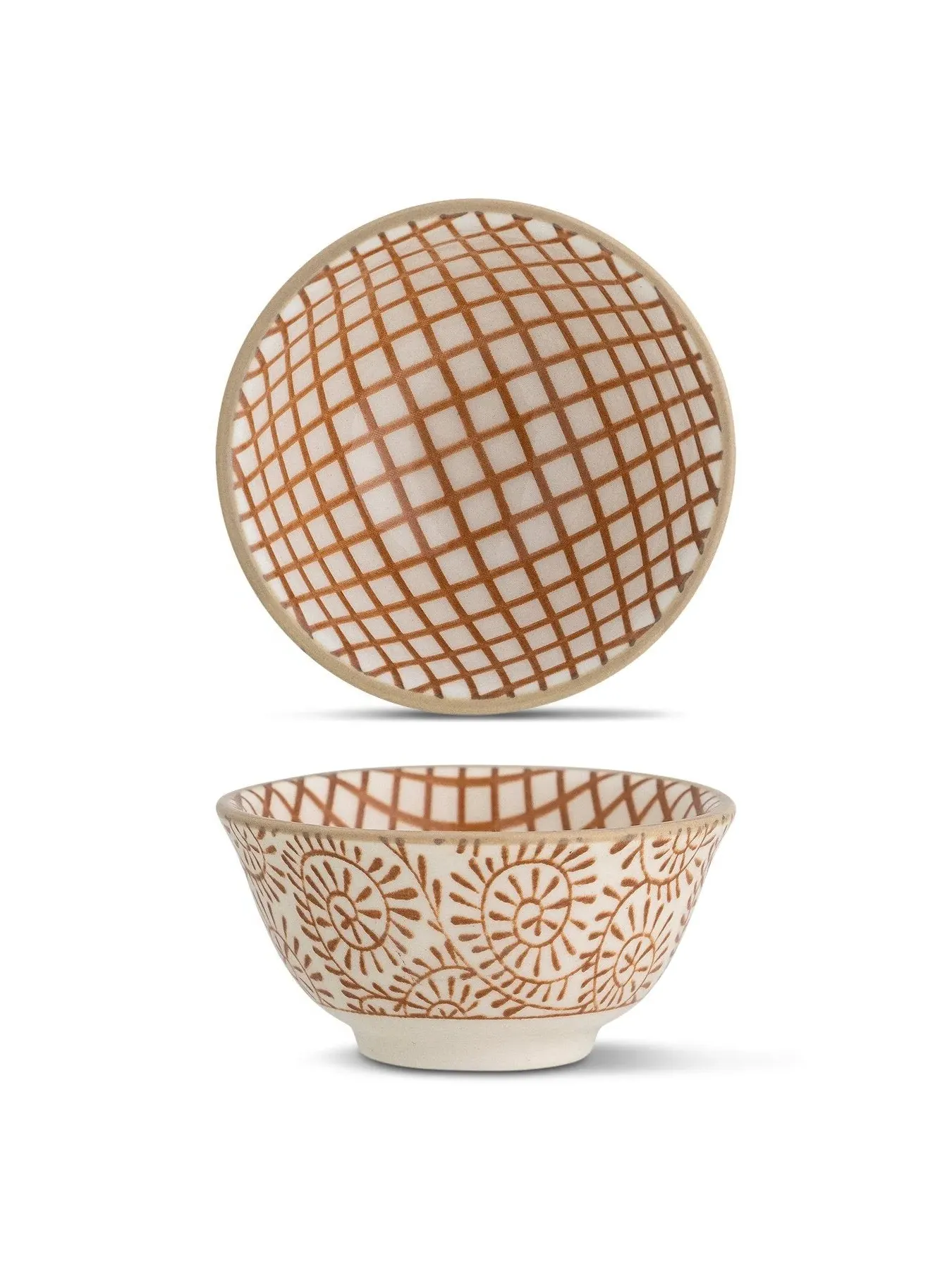 Maple Bowl with Pattern - Brown, Ceramic image