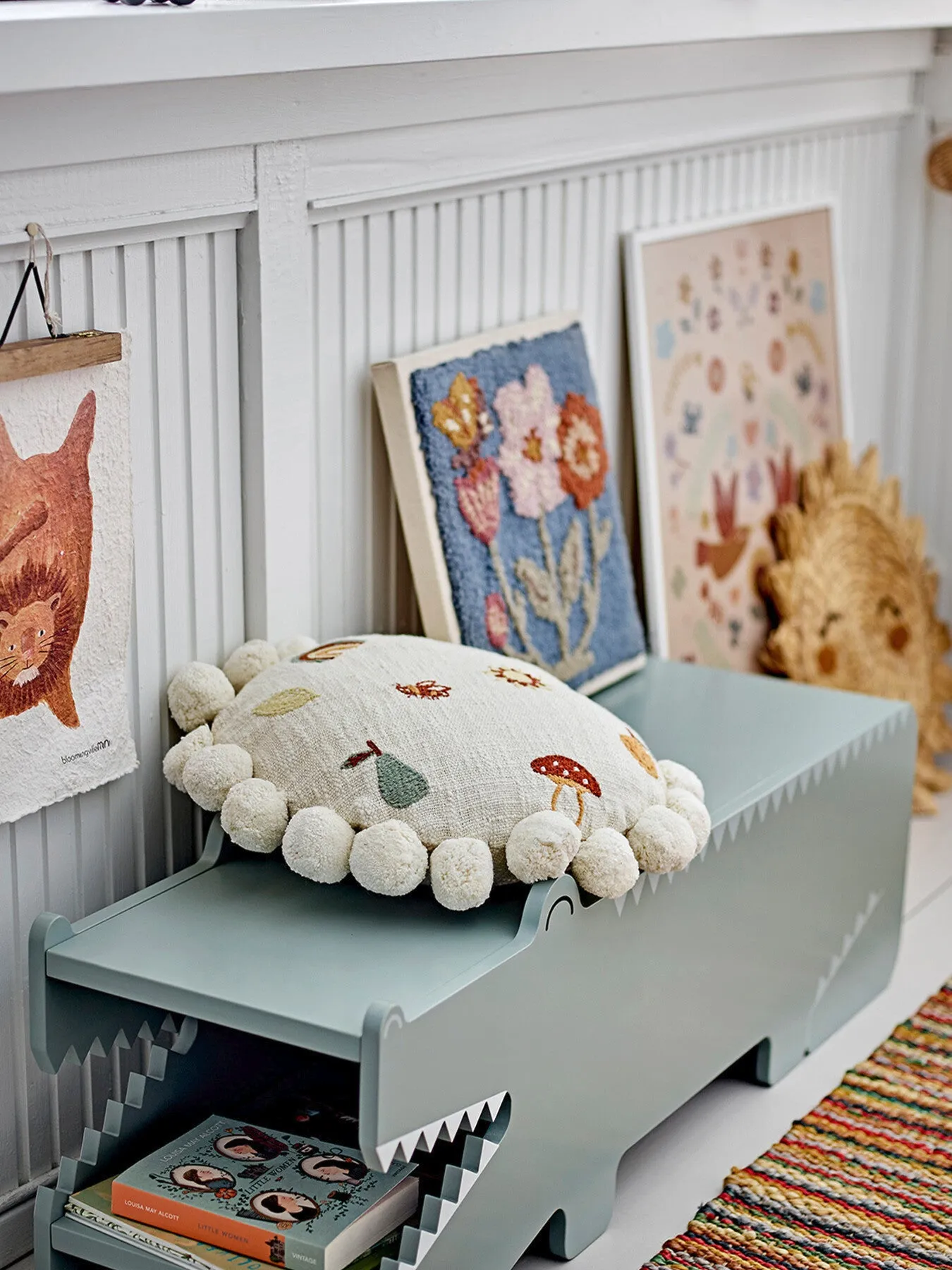 Alligator Bench with Storage - Green, MDF