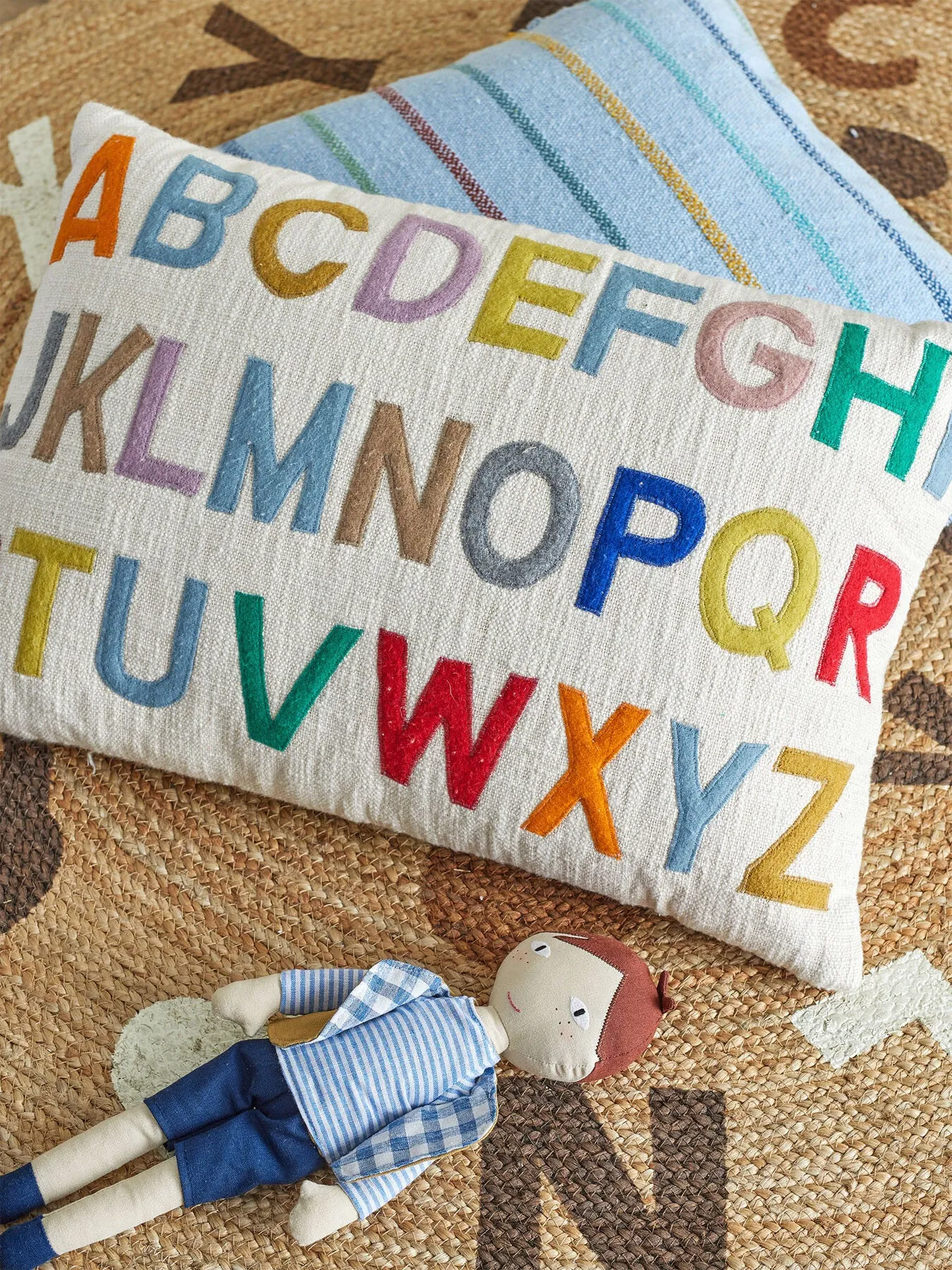 Alphabet Cushion Educational Design - Nature, Cotton