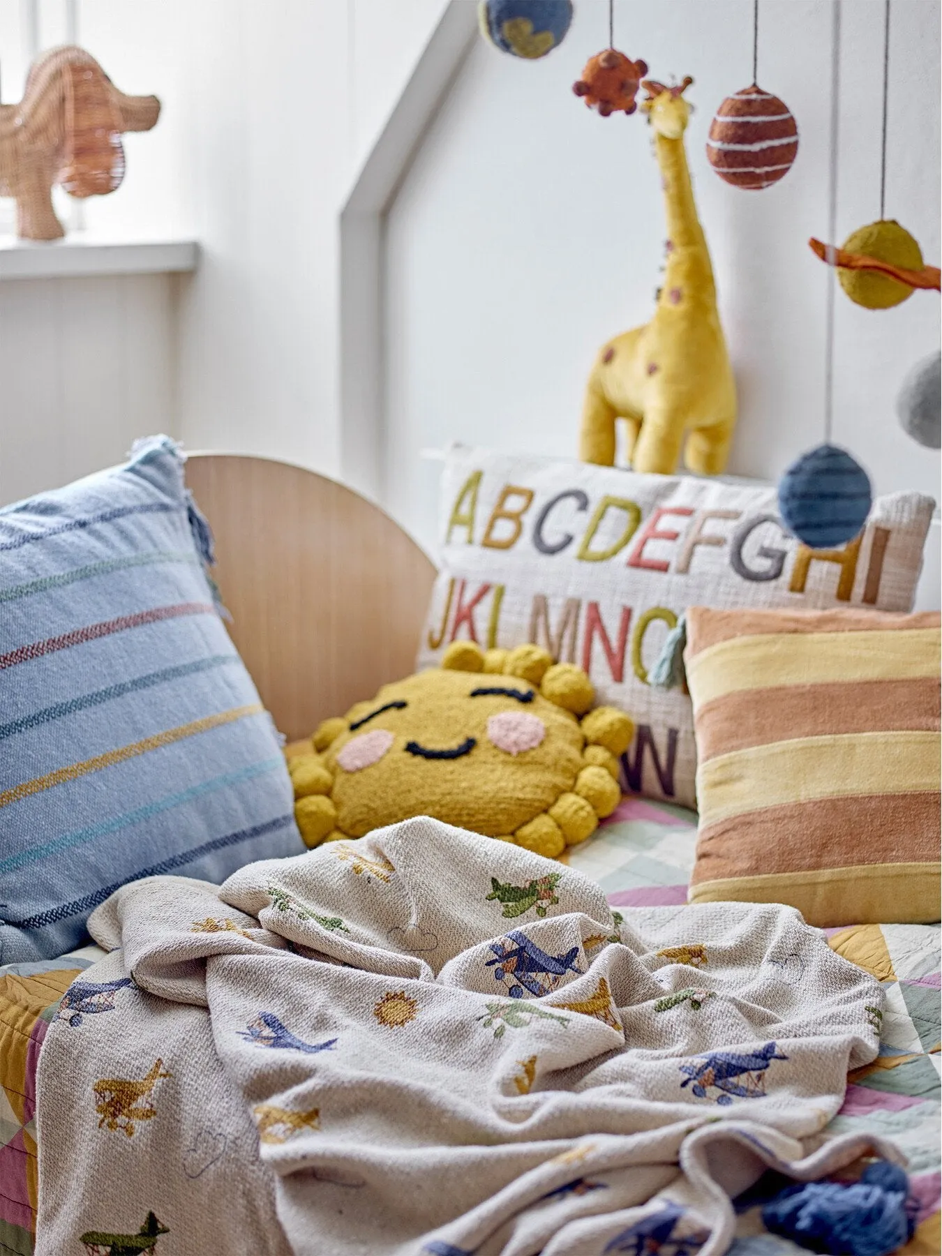 Alphabet Cushion Educational Design - Nature, Cotton