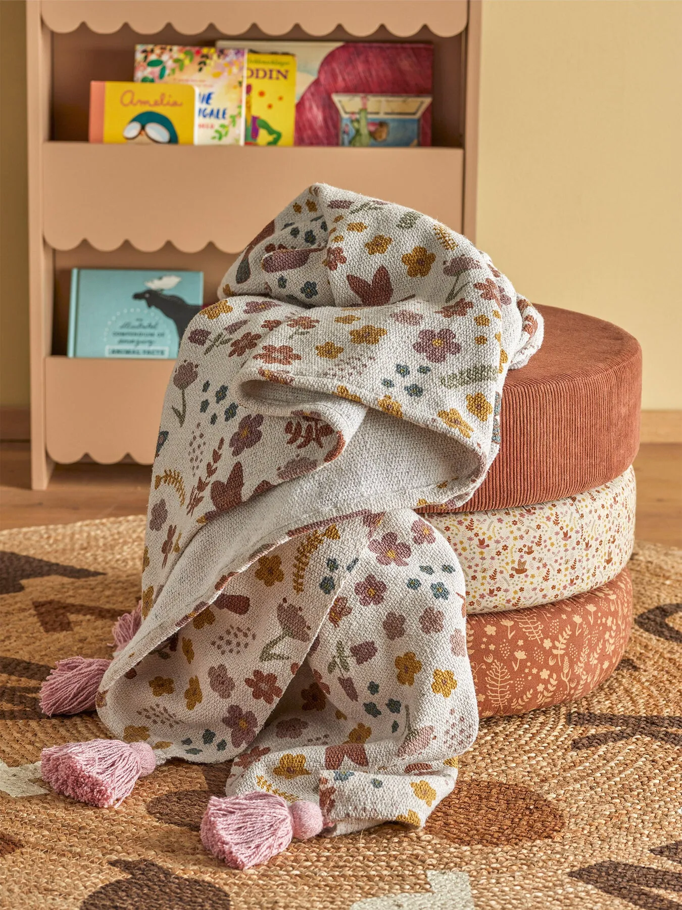 Floral Throw Blanket - Nature, Recycled Cotton