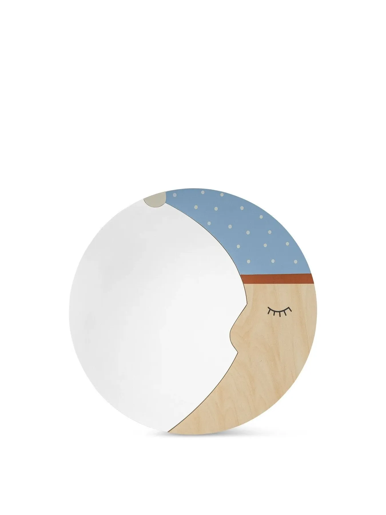 Moon Wall Mirror with Nightcap - Natural, Plywood image