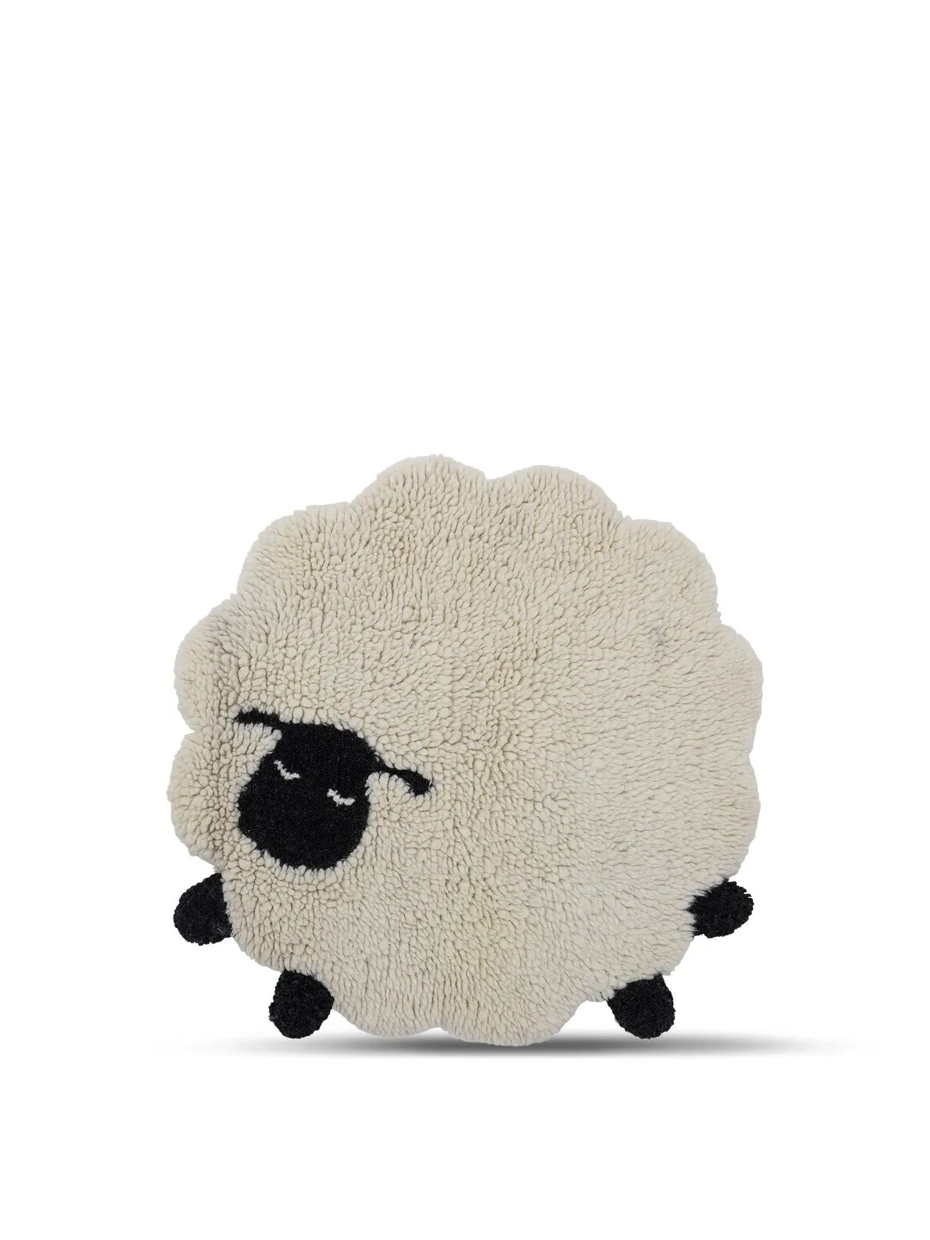 Sheep Design Rug - White, Wool image