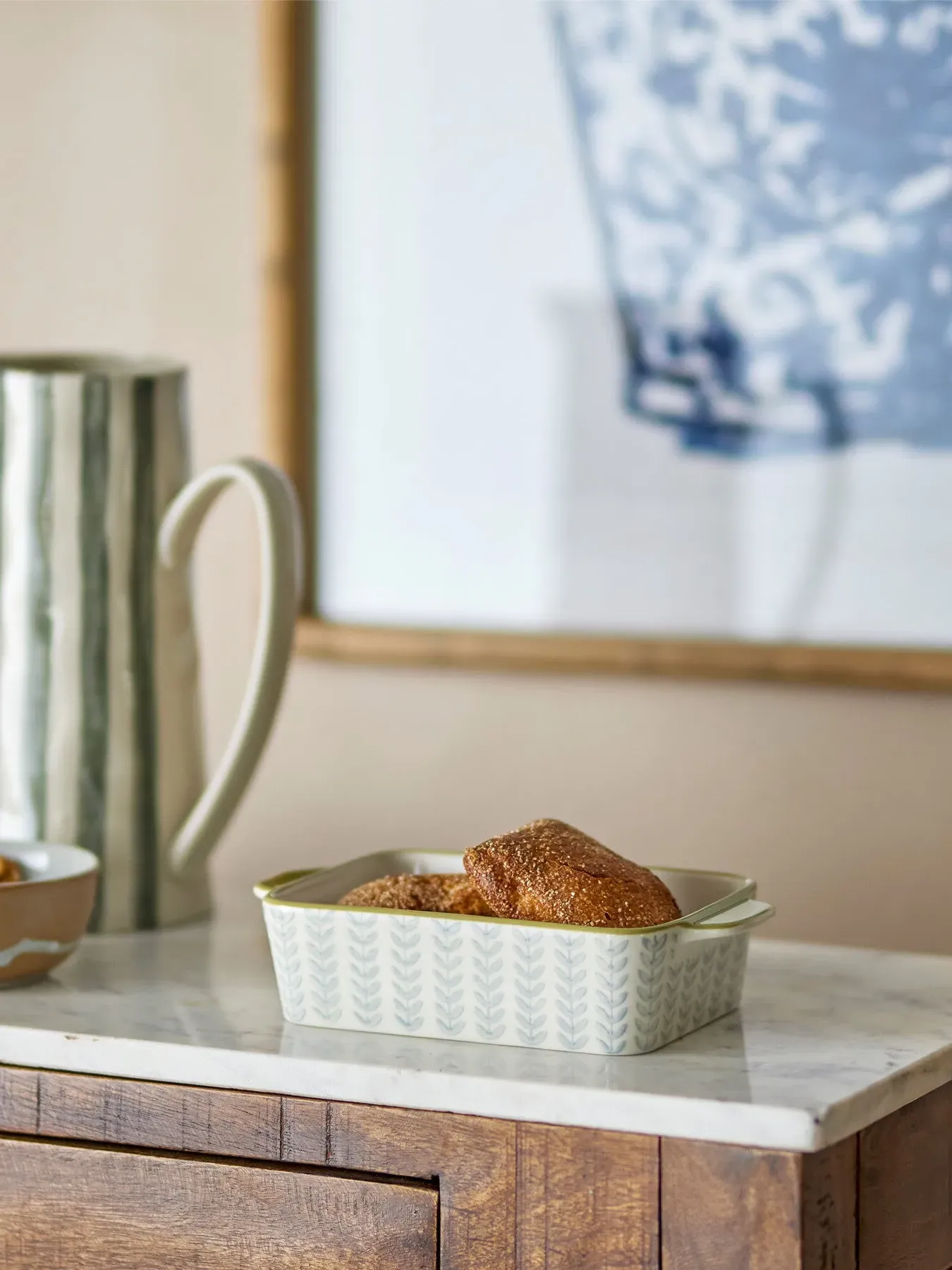Rectangular Oven Dish with Handles - Green Blue