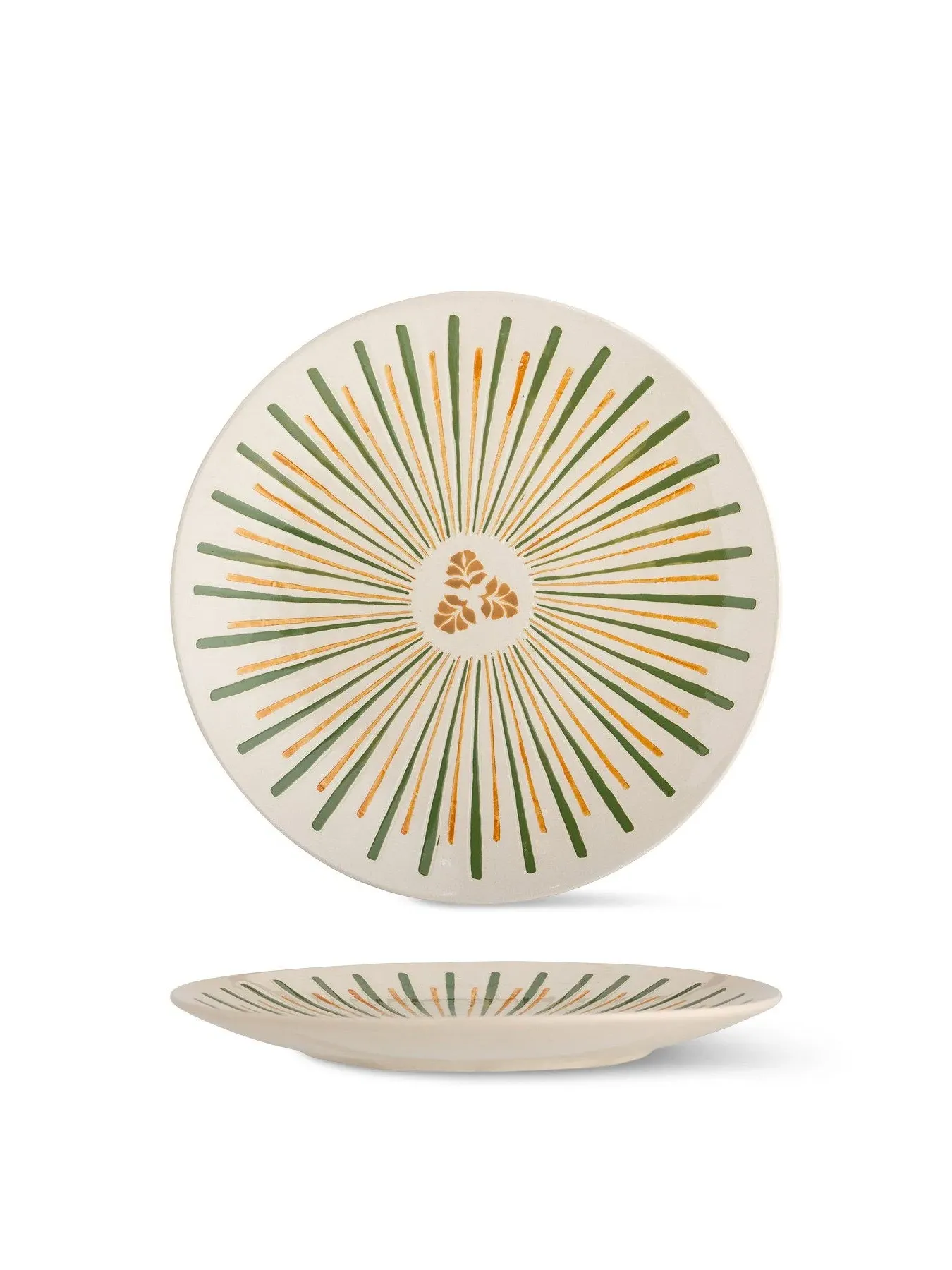 Round Serving Plate Hand-Painted - Green image