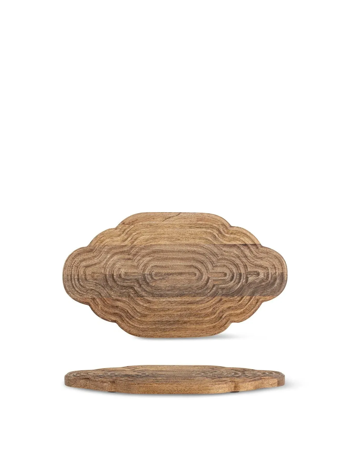 Serving Board with Hand-Carved Pattern - Brown, Mango image