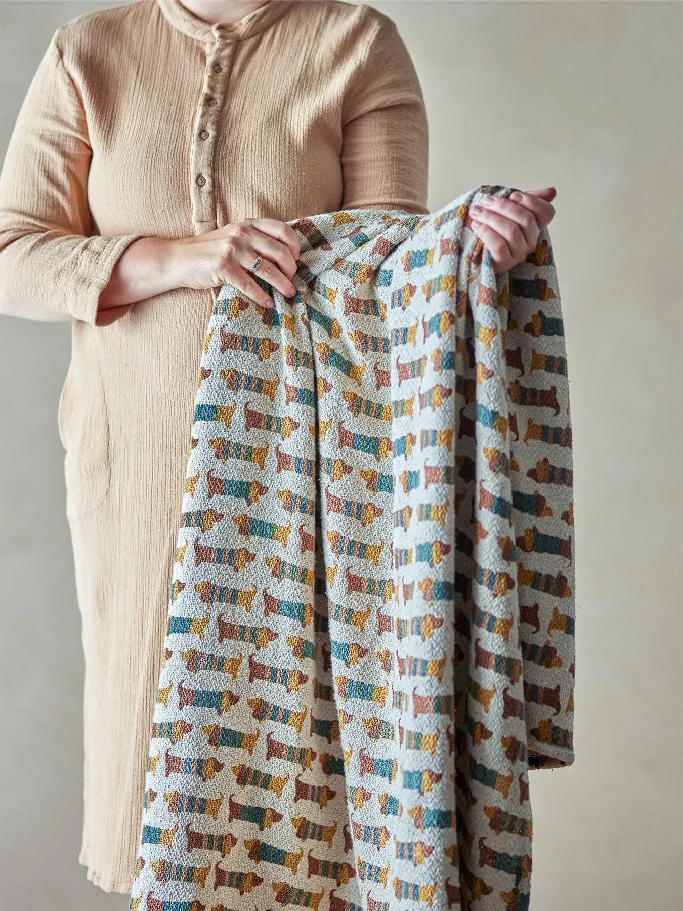 Throw Blanket with Tassels - Brown, Cotton