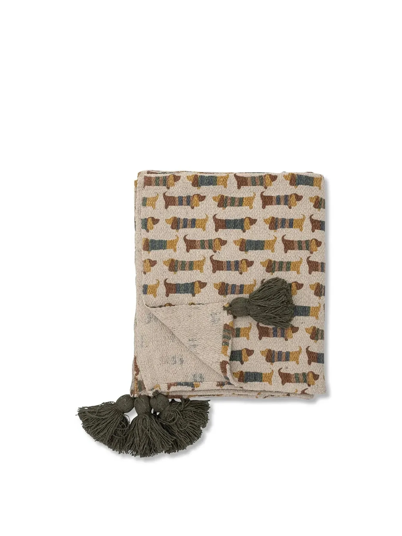 Throw Blanket with Tassels - Brown, Cotton image