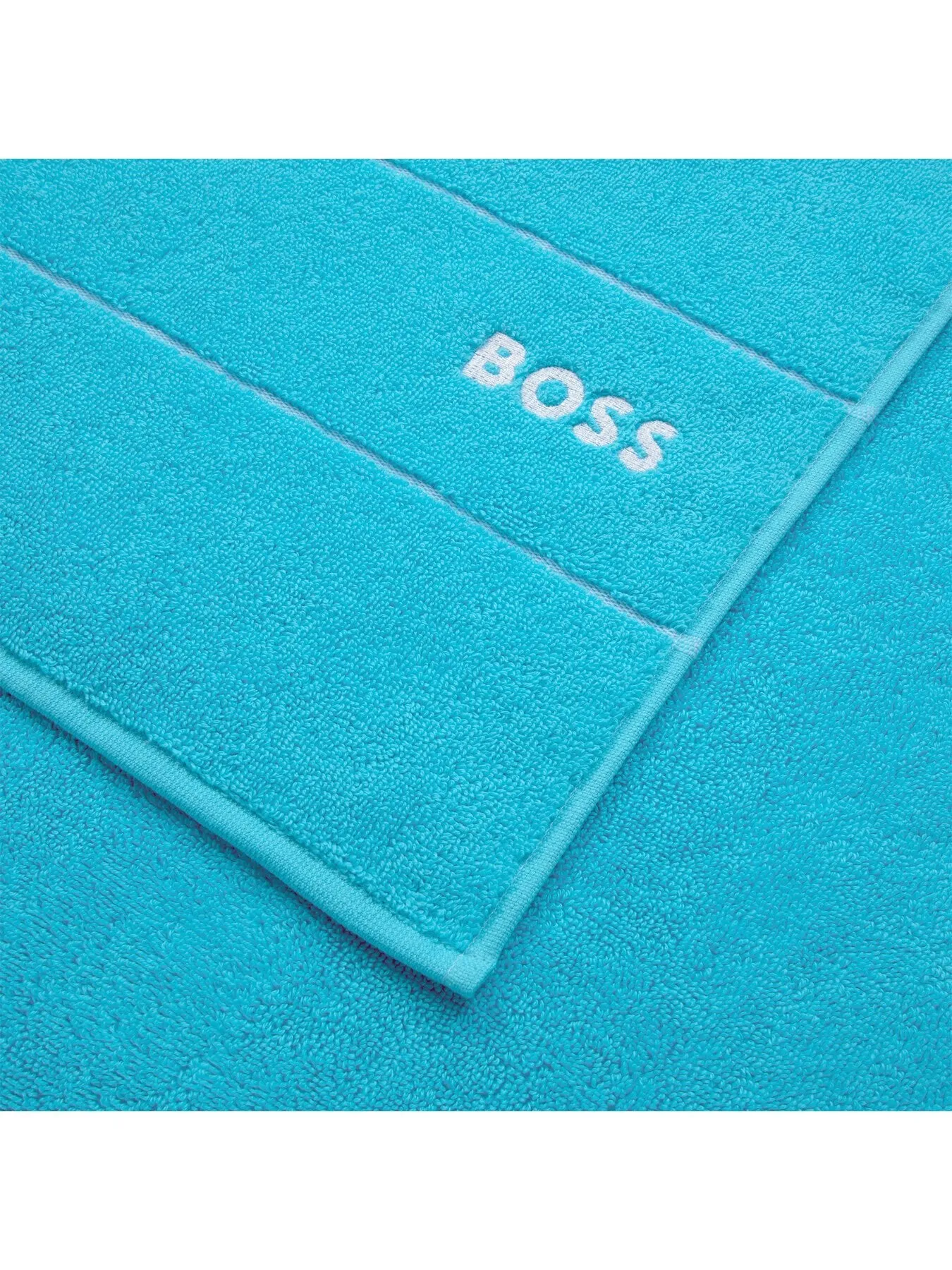 Bath Mat with Logo Embroidery - Blue, Cotton