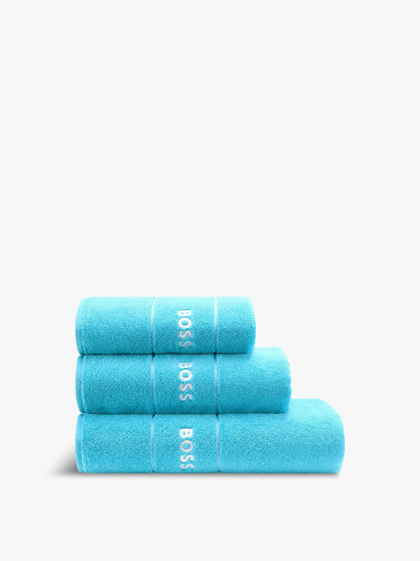 Bath Towel with Logo Embroidery - Blue, Cotton image