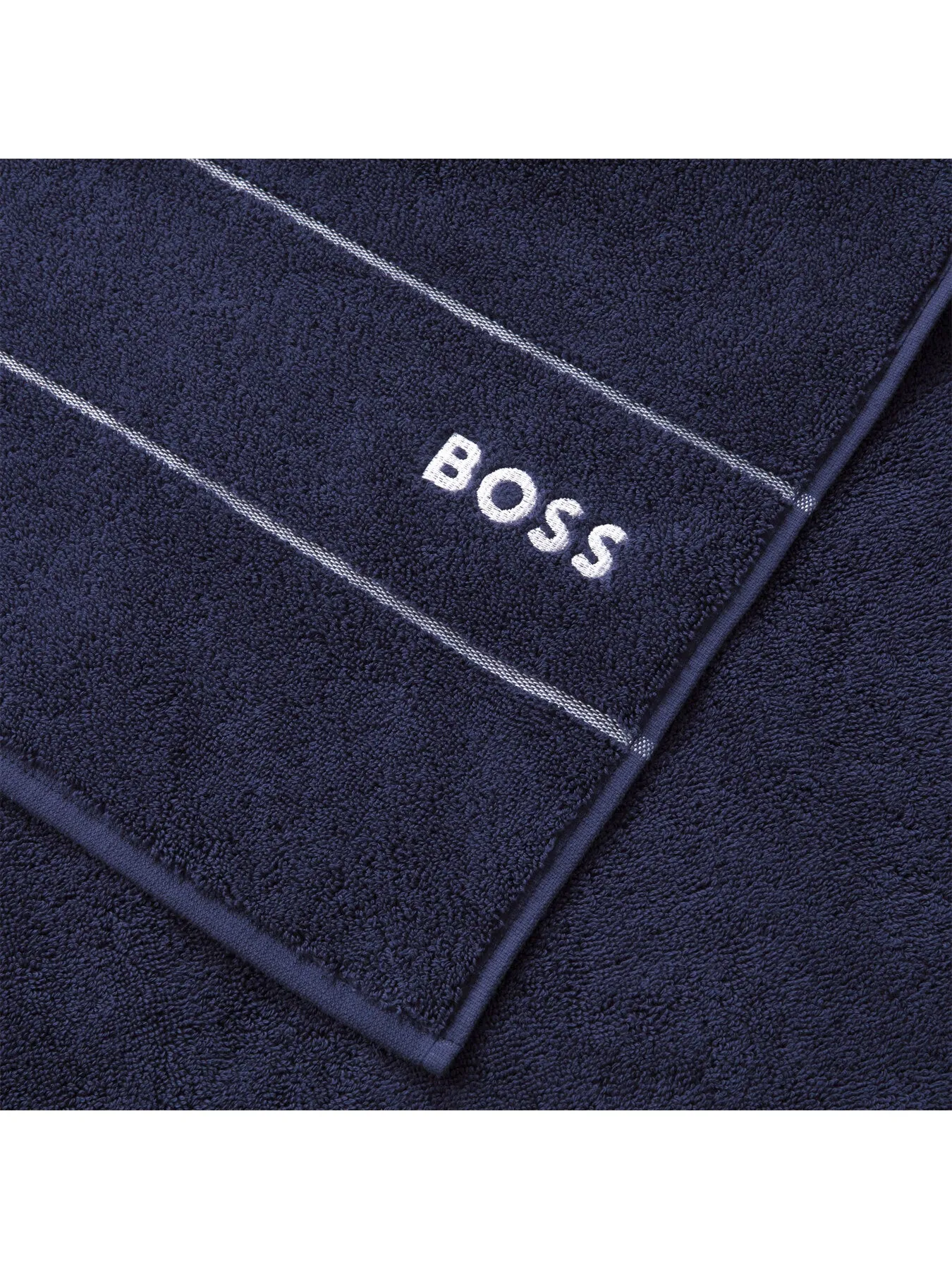 Bath Towel with Logo Embroidery - Navy, Cotton