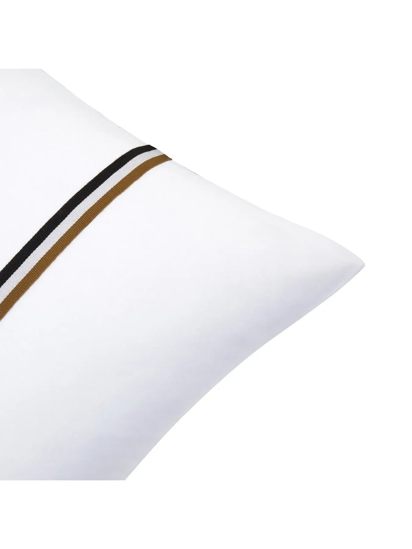 Square Pillowcase with Stripes - White, Cotton