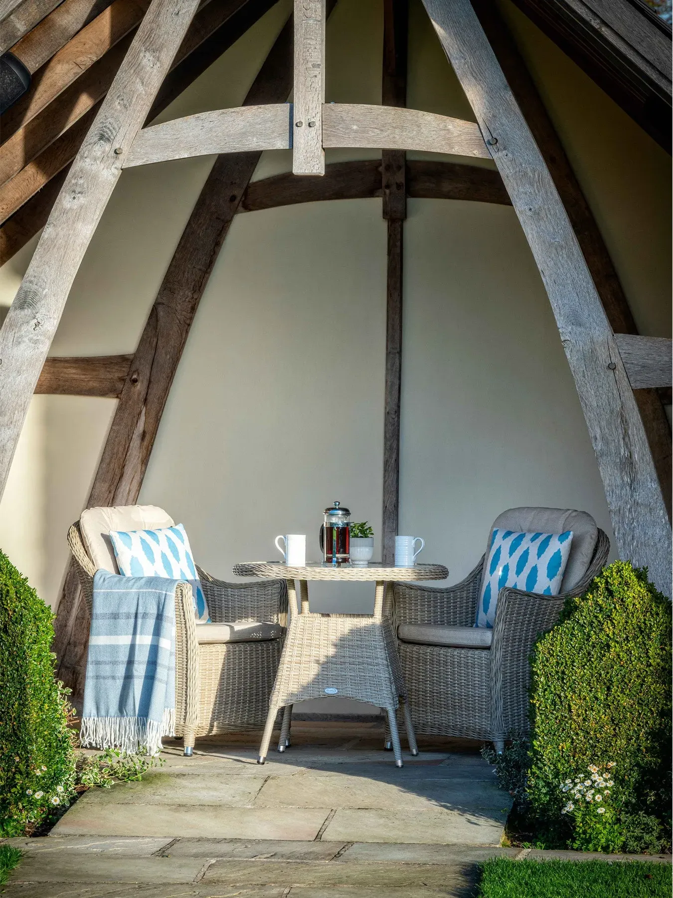 3-Piece Bistro Set with Armchairs - Sandstone Rattan