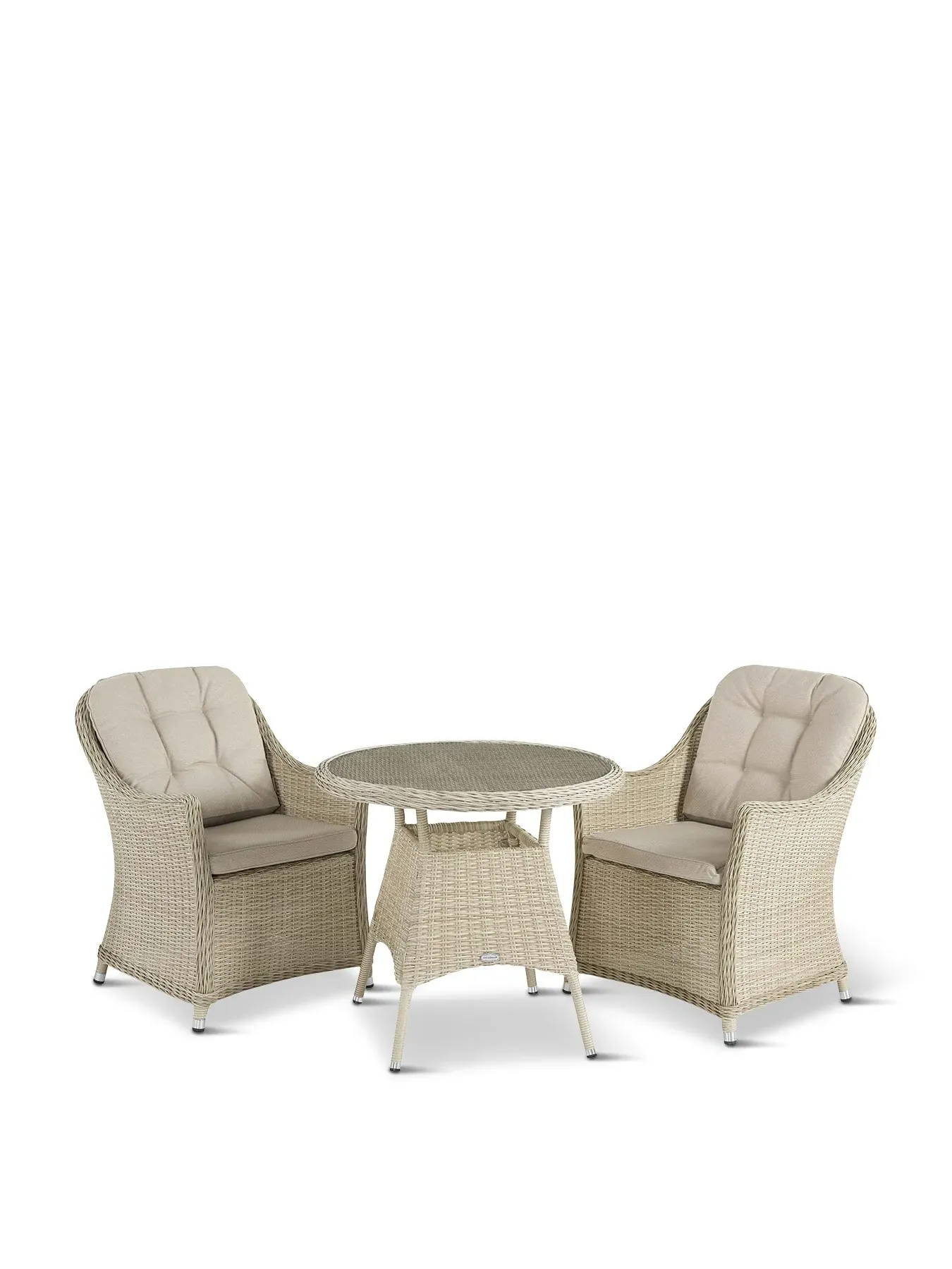 3-Piece Bistro Set with Armchairs - Sandstone Rattan image