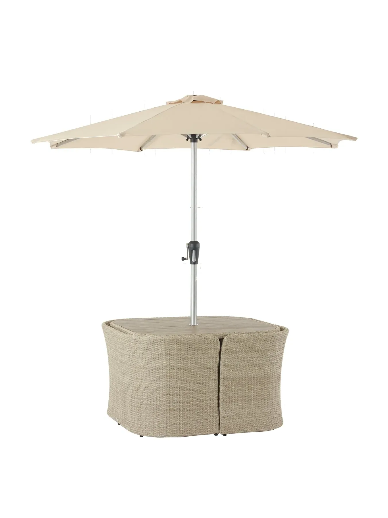 8-Seater Balcony Set with Parasol - Rattan