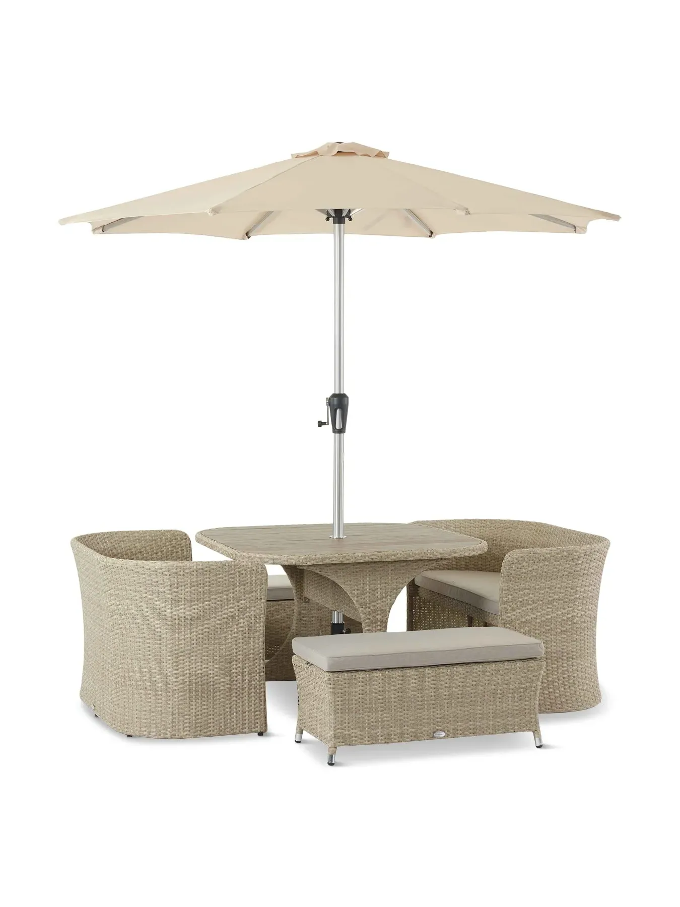 8-Seater Balcony Set with Parasol - Rattan image