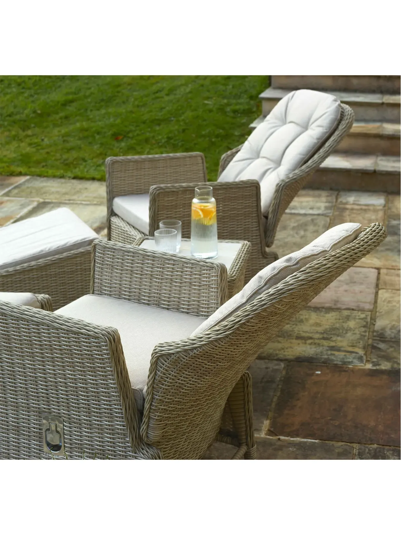Recliner Set with Footstools & Table - Sandstone