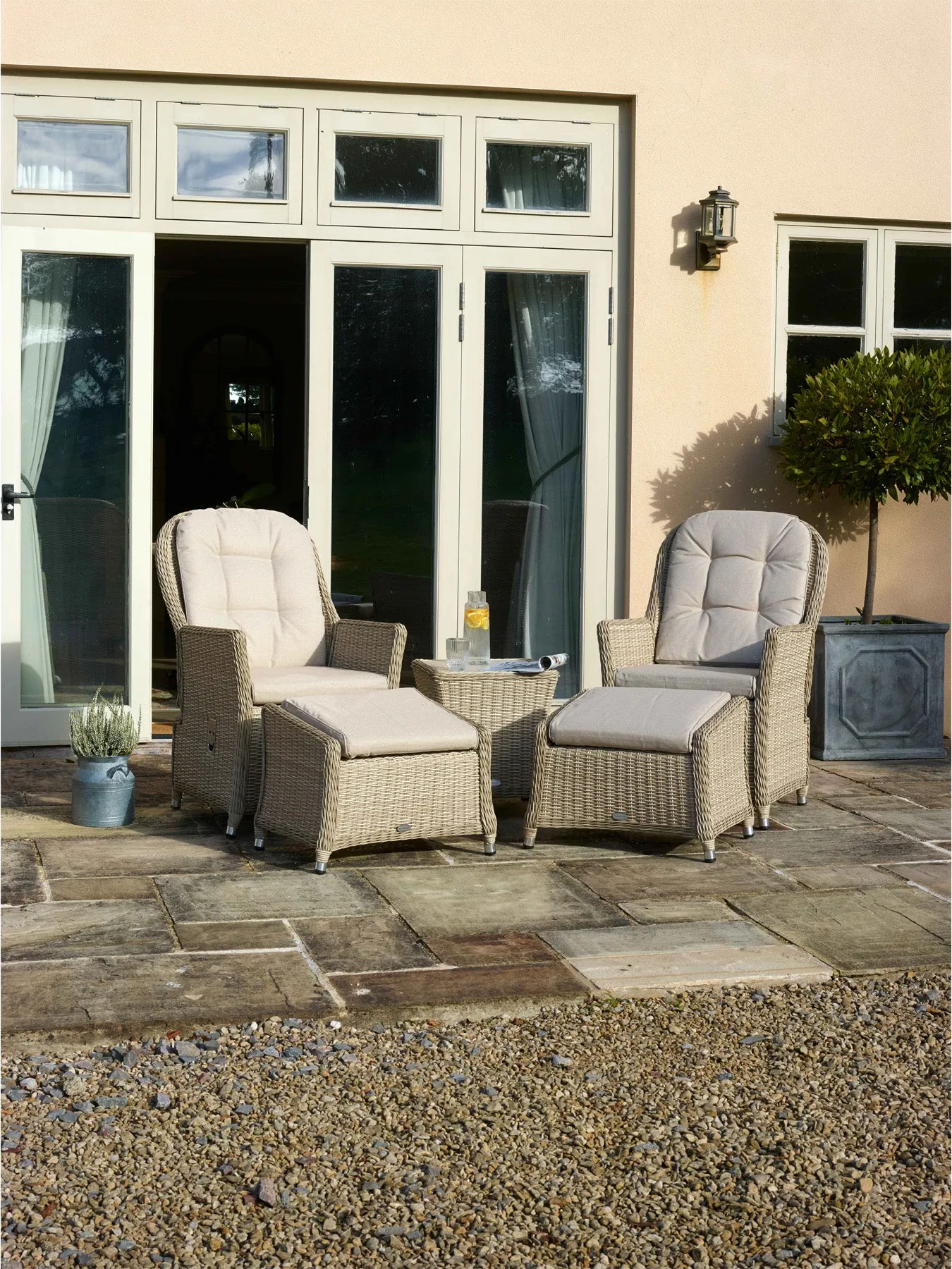 Recliner Set with Footstools & Table - Sandstone