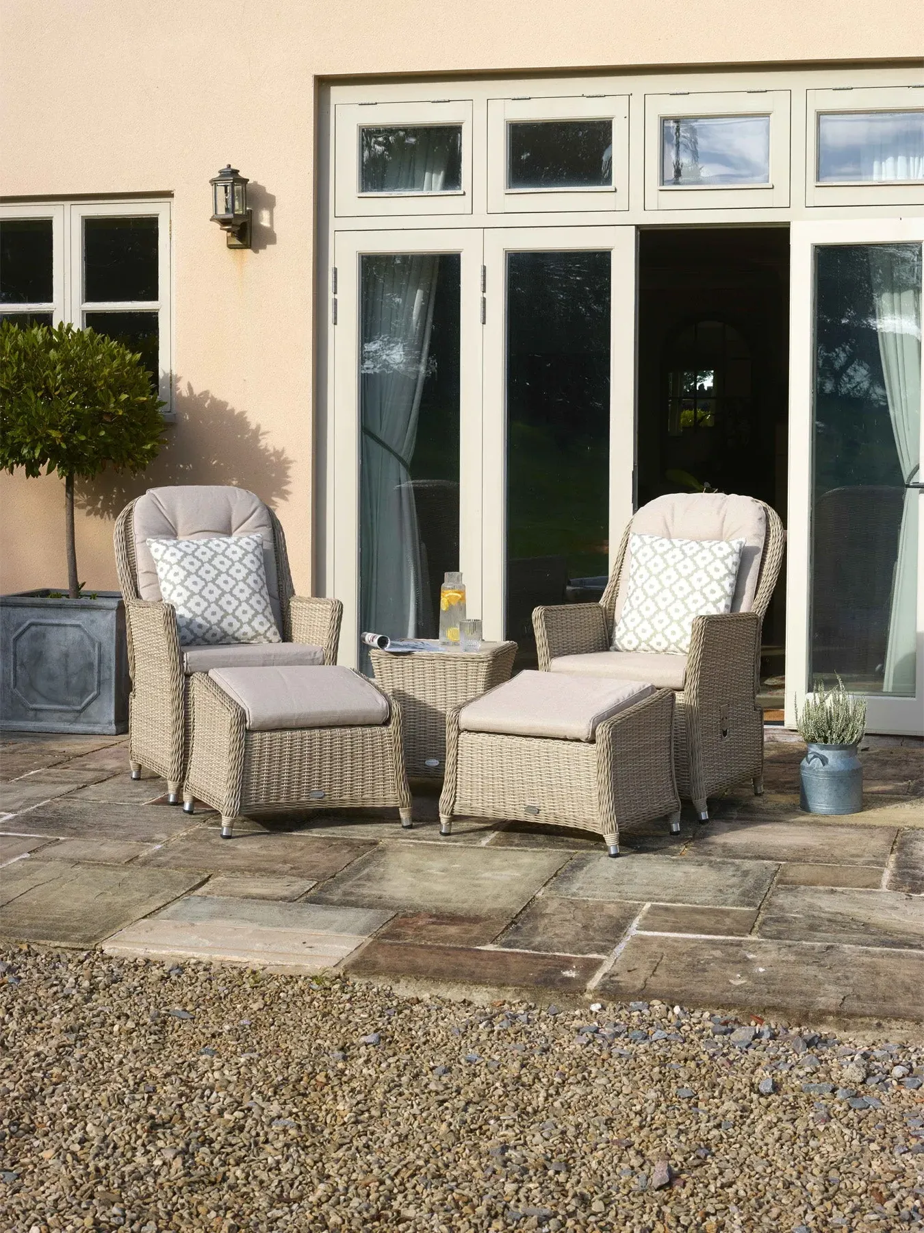 Recliner Set with Footstools & Table - Sandstone