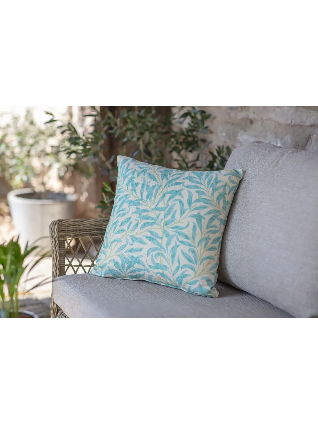 Square Scatter Cushion Bamboo Print - Blue