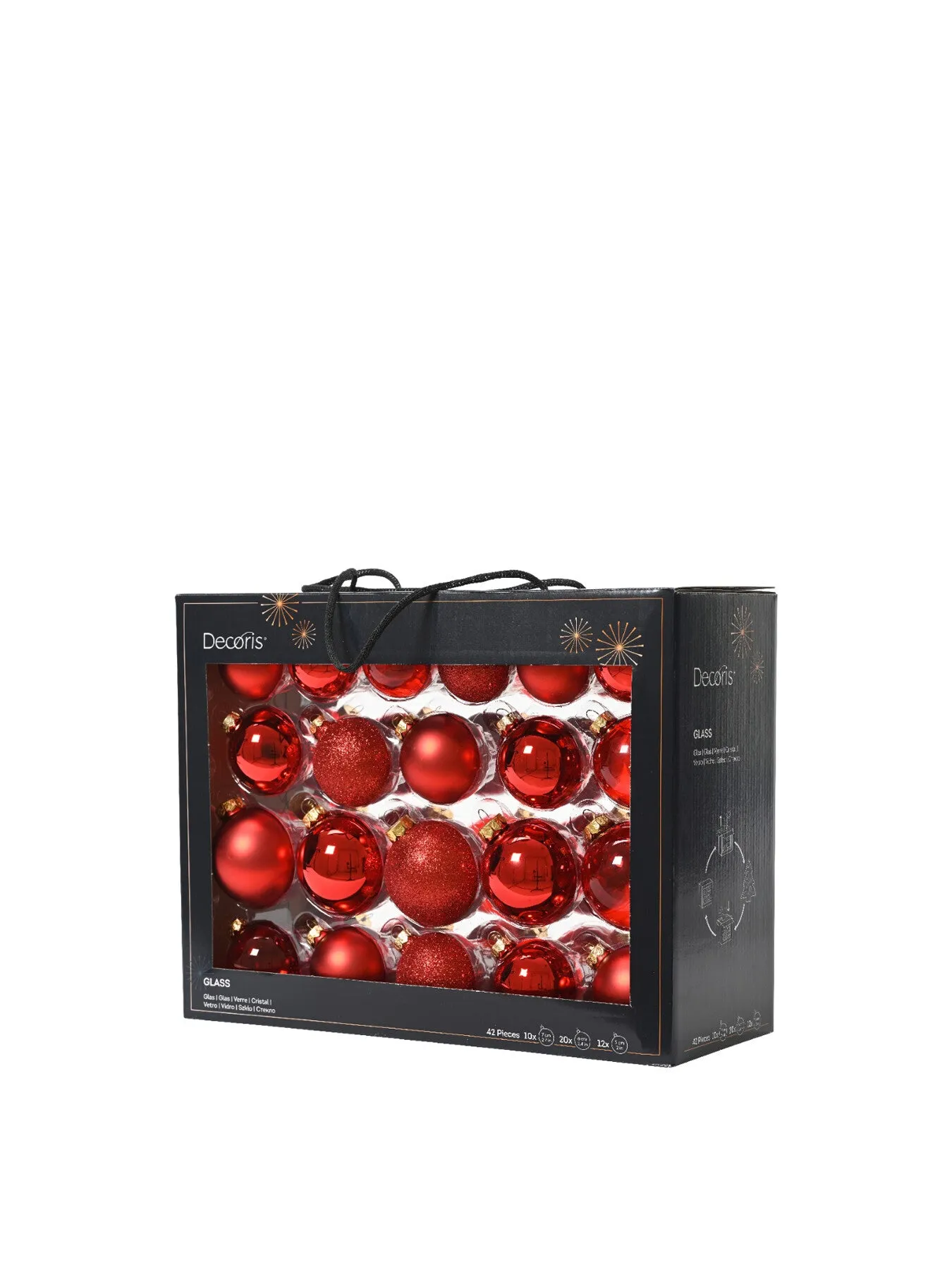 Christmas Baubles Mixed Finish - Red, Glass