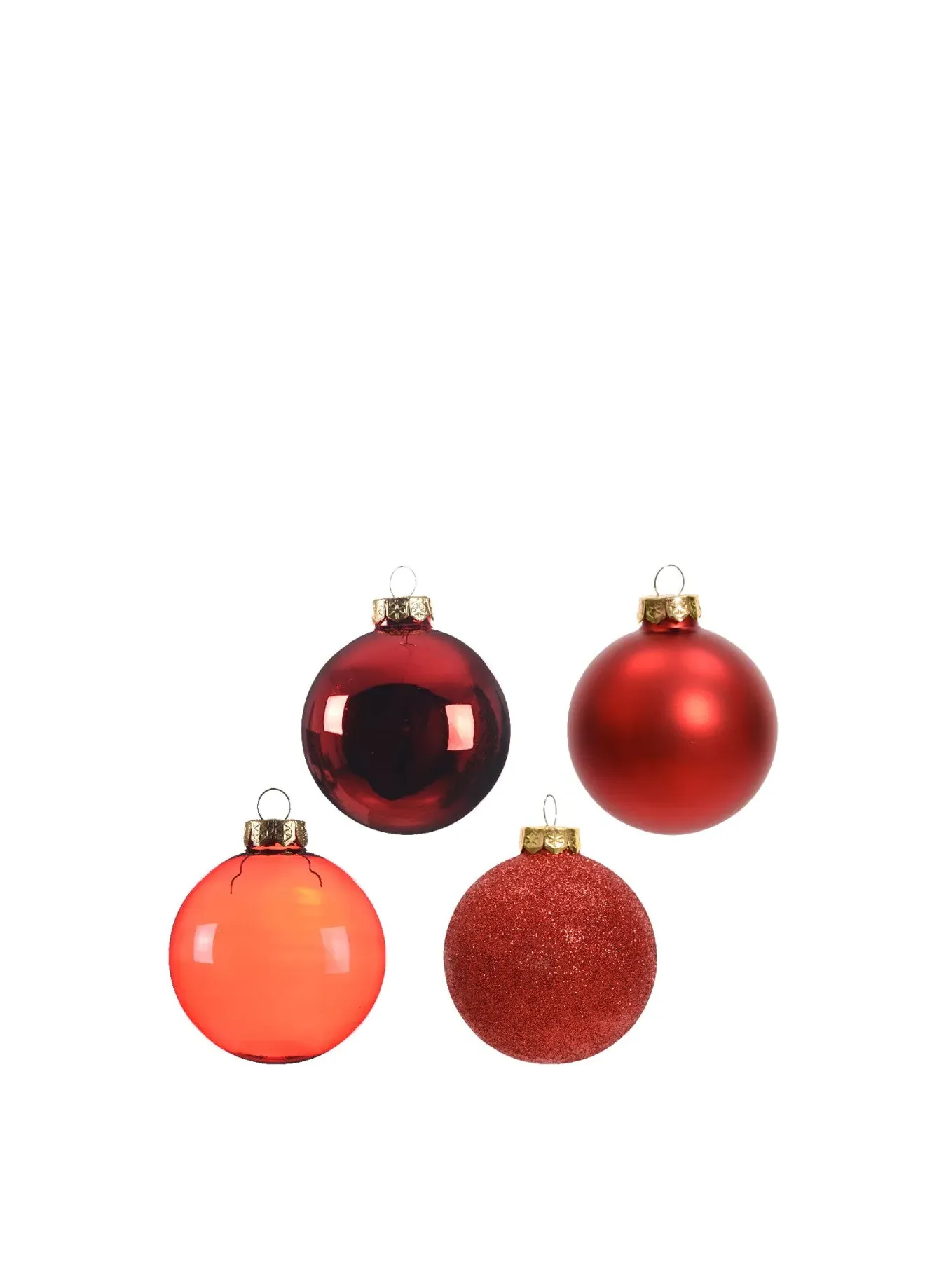 Christmas Baubles Mixed Finish - Red, Glass