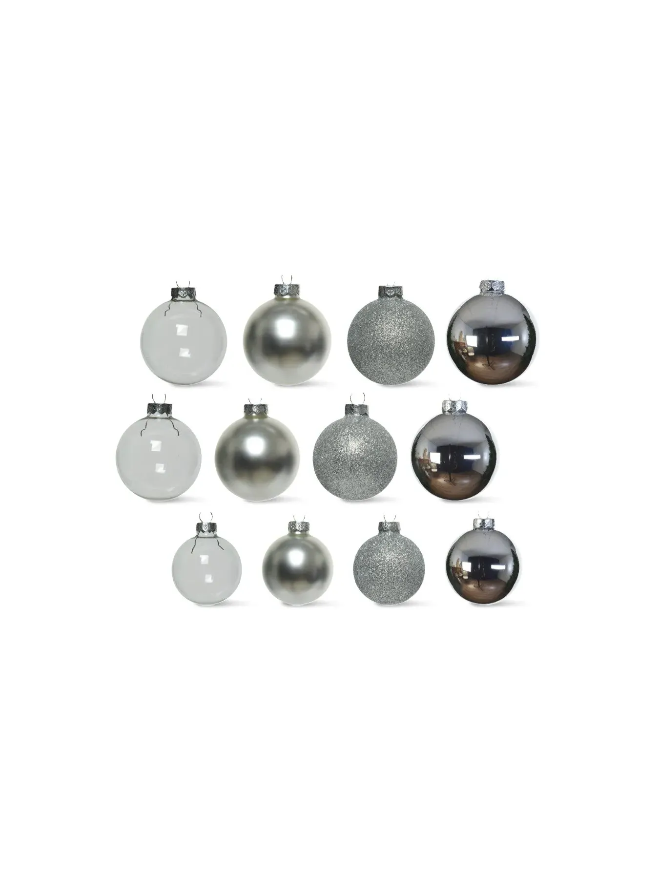 Christmas Baubles Mixed Finish - Silver, Glass image